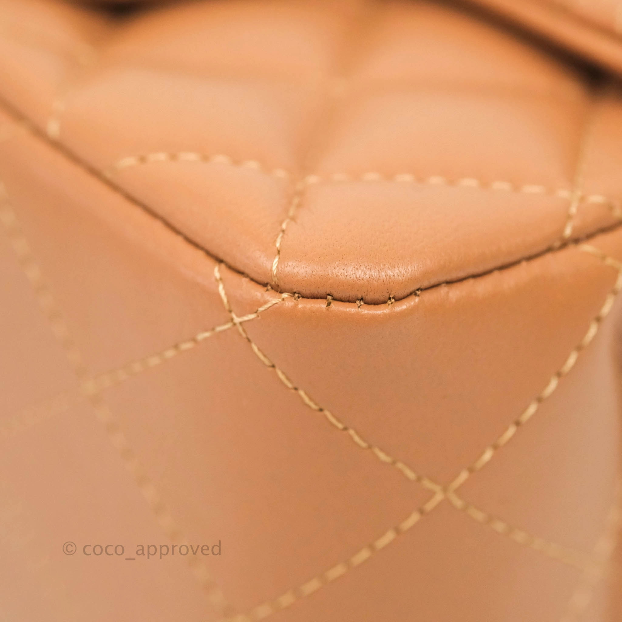 Chanel Classic Quilted Mini Square Caramel Dark Beige Lambskin Gold Hardware