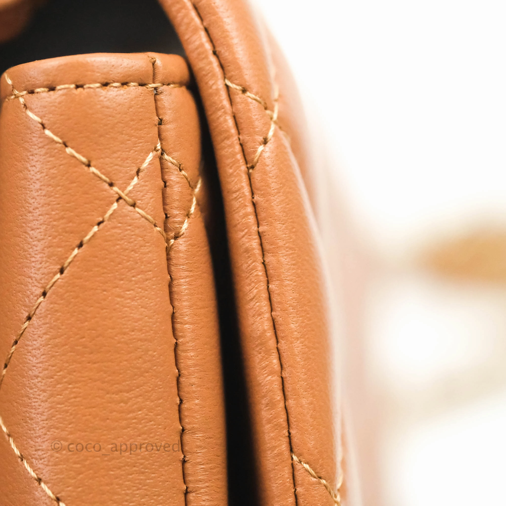 Chanel Classic Quilted Mini Square Caramel Dark Beige Lambskin Gold Hardware