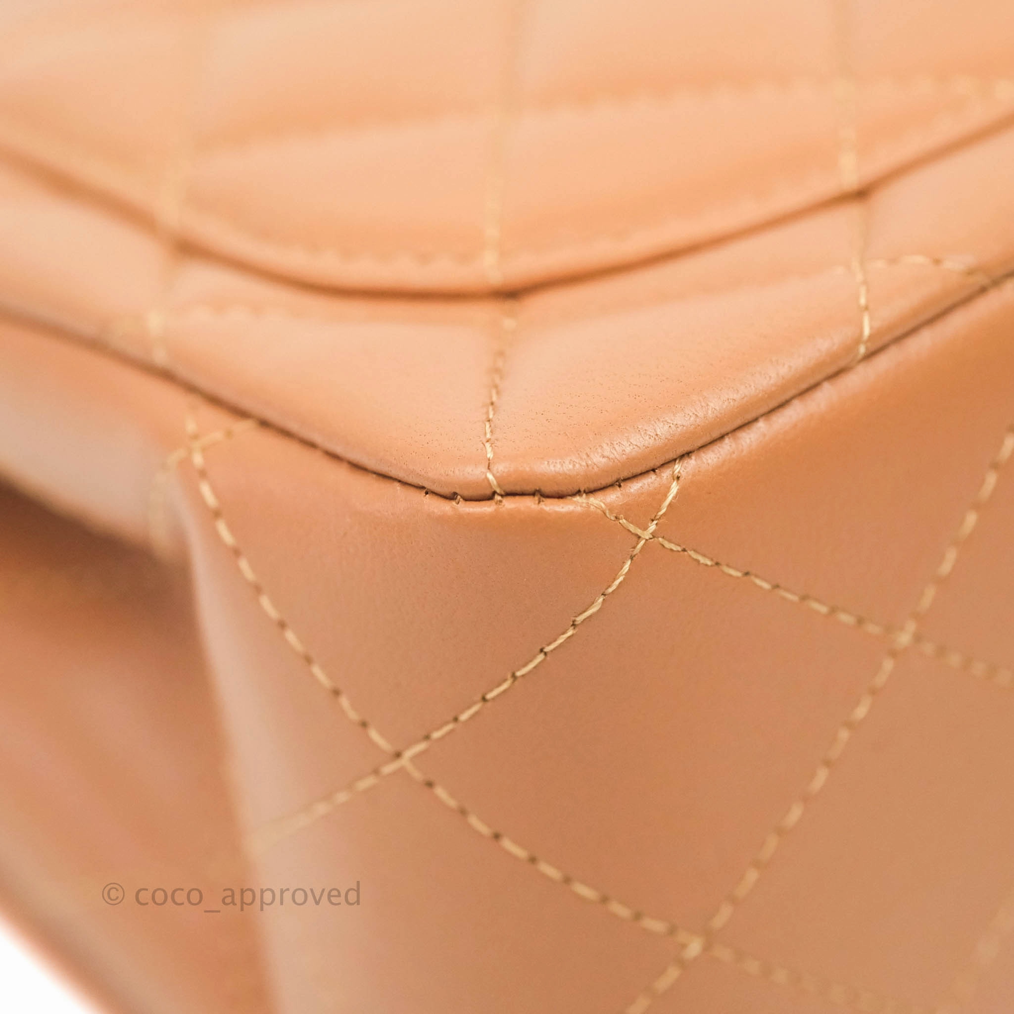 Chanel Classic Quilted Mini Square Caramel Dark Beige Lambskin Gold Hardware