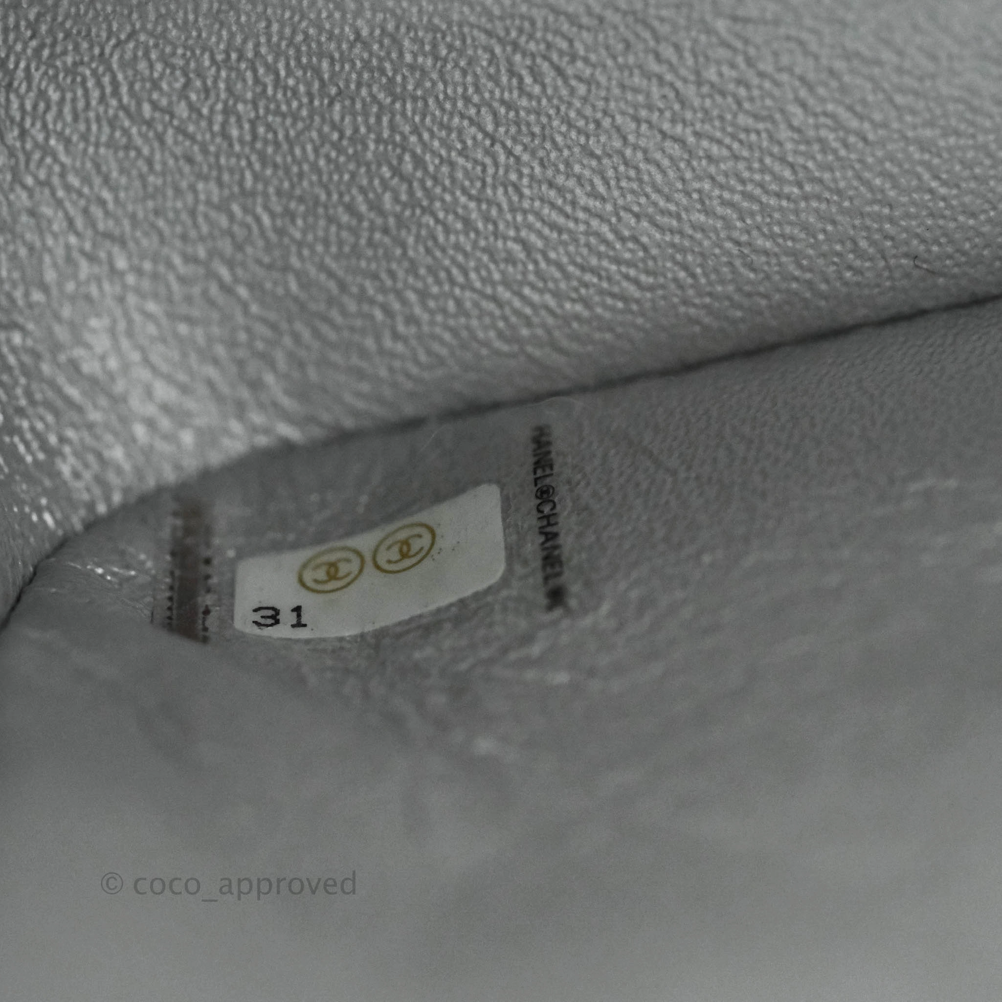 Chanel Classic Quilted Mini Square Flap Silver Lambskin Silver Hardware