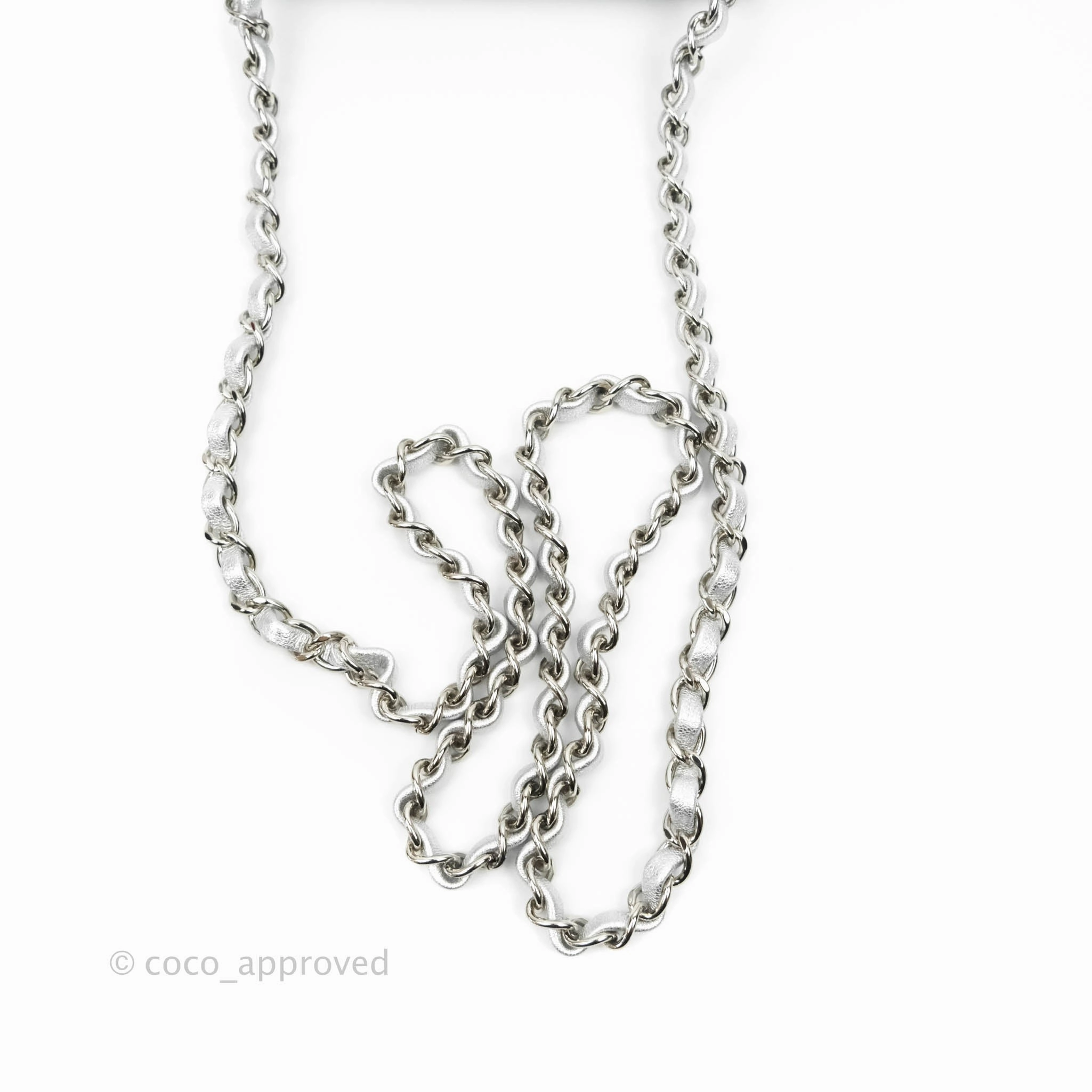 Chanel Classic Quilted Mini Square Flap Silver Lambskin Silver Hardware