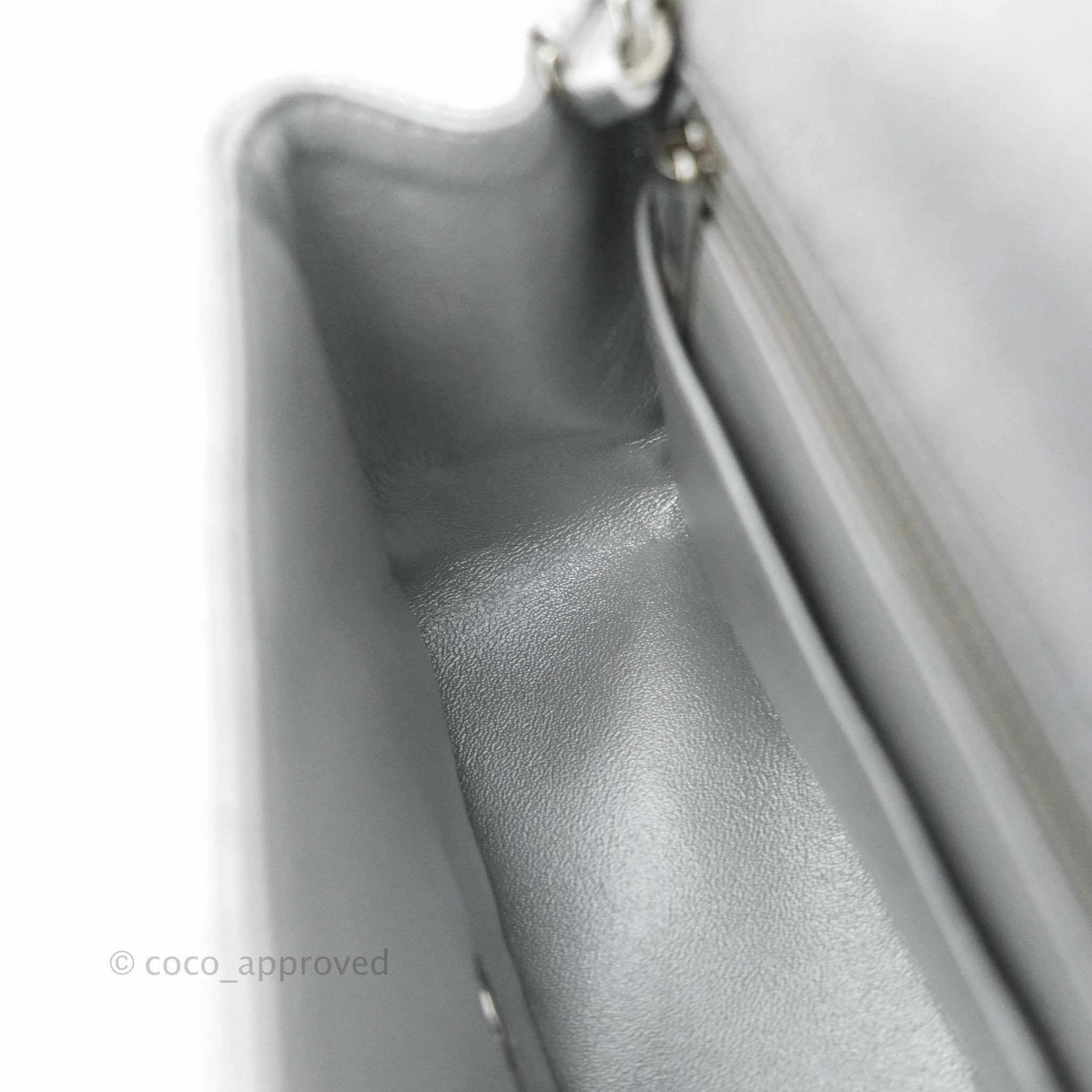 Chanel Classic Quilted Mini Square Flap Silver Lambskin Silver Hardware