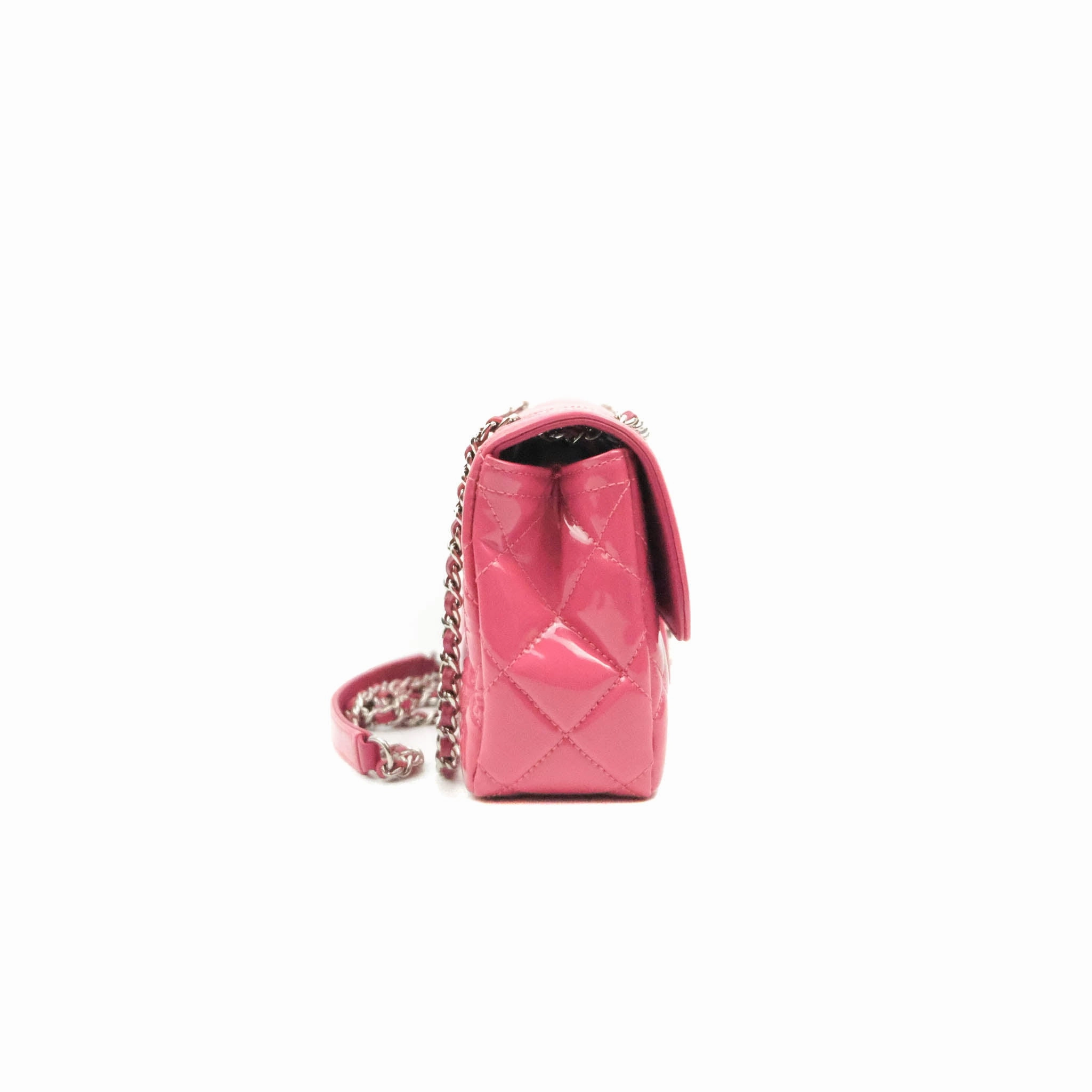 Chanel Coco Shine Small Flap Quilted Patent Calfskin Pink Silver Hardware