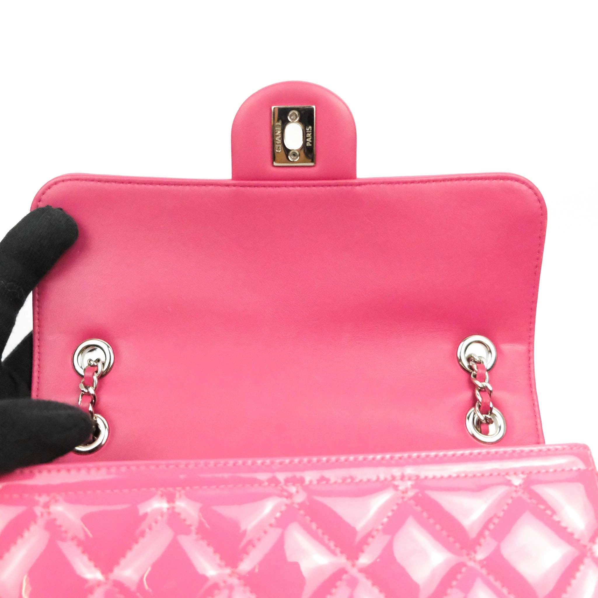 Chanel Coco Shine Small Flap Quilted Patent Calfskin Pink Silver Hardware