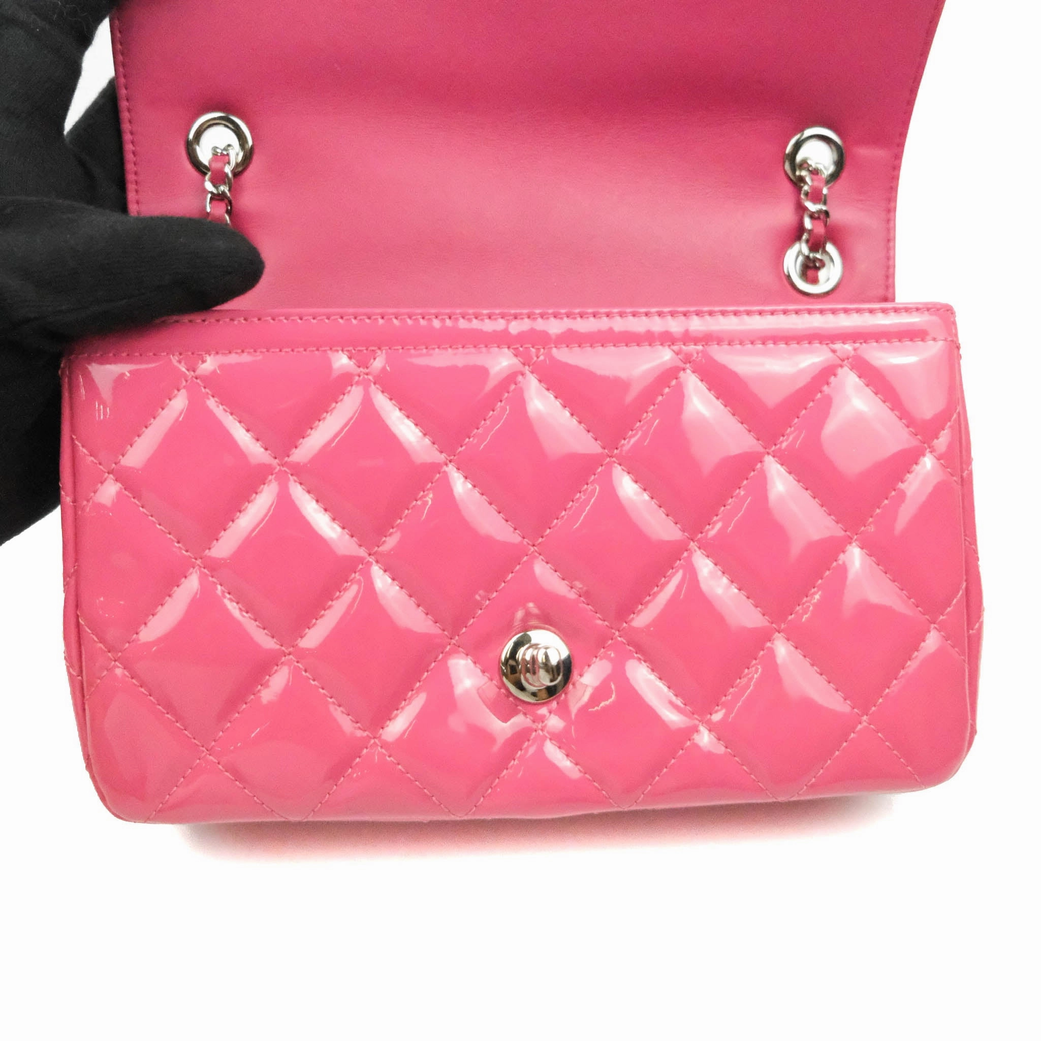 Chanel Coco Shine Small Flap Quilted Patent Calfskin Pink Silver Hardware