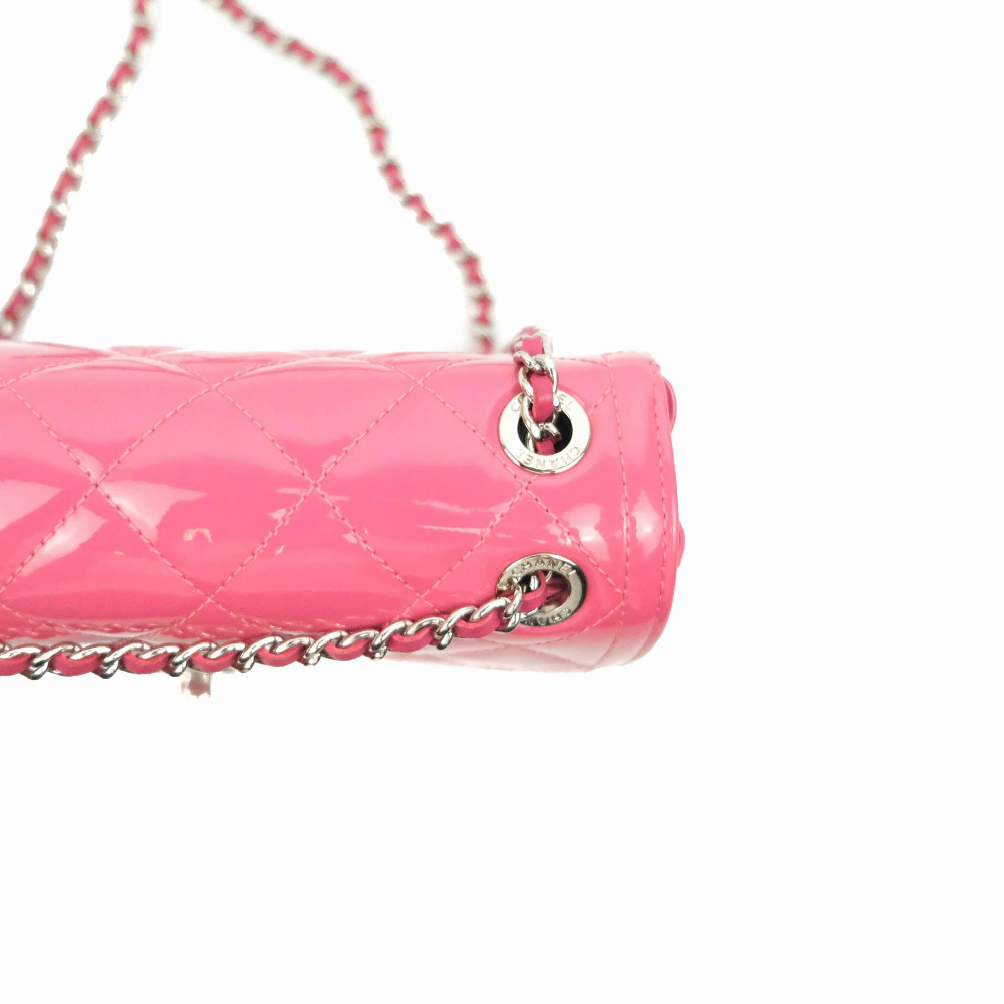 Chanel Coco Shine Small Flap Quilted Patent Calfskin Pink Silver Hardware
