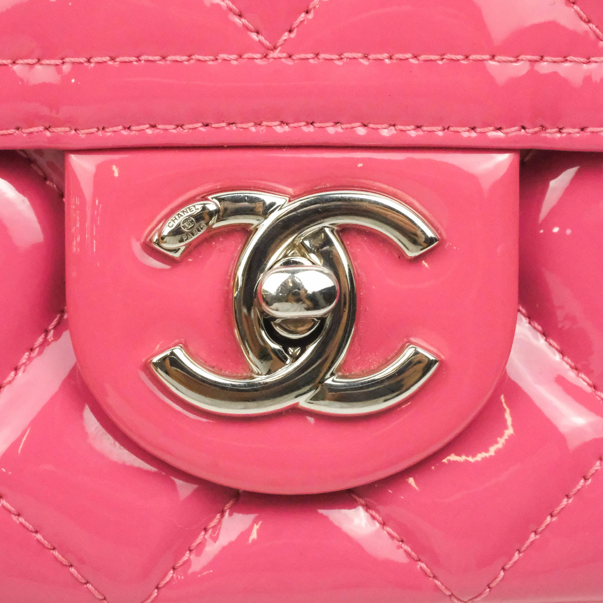 Chanel Coco Shine Small Flap Quilted Patent Calfskin Pink Silver Hardware