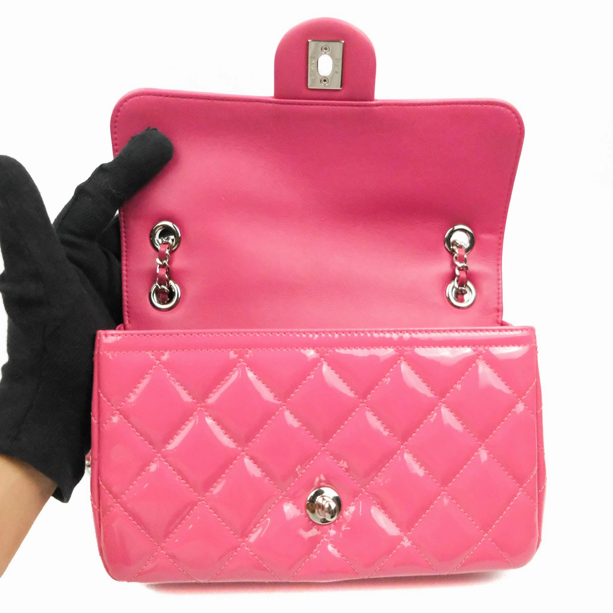 Chanel Coco Shine Small Flap Quilted Patent Calfskin Pink Silver Hardware