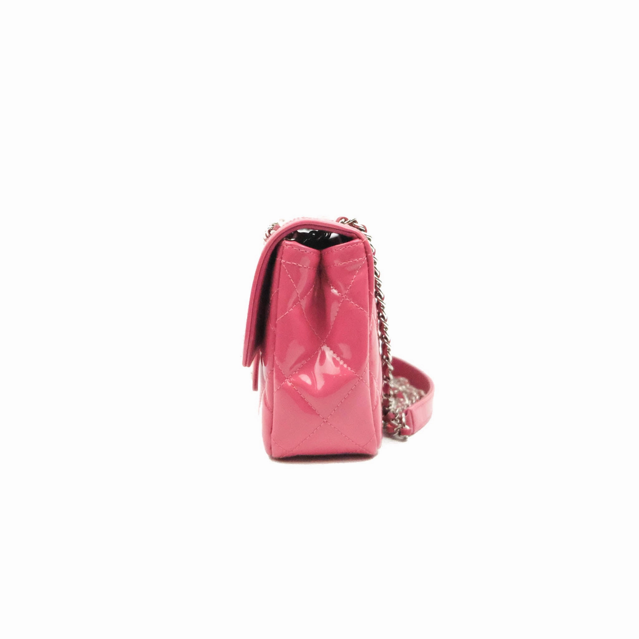 Chanel Coco Shine Small Flap Quilted Patent Calfskin Pink Silver Hardware