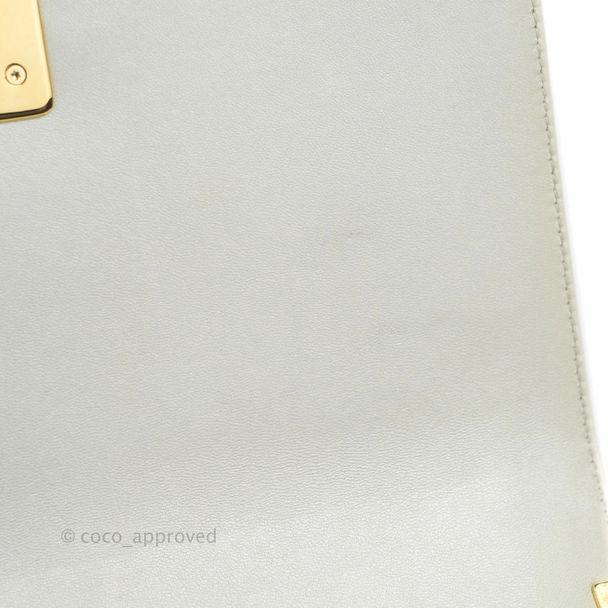 Chanel Cube Embossed Medium Boy Bag Iridescent Pearl White Lambskin Gold Hardware