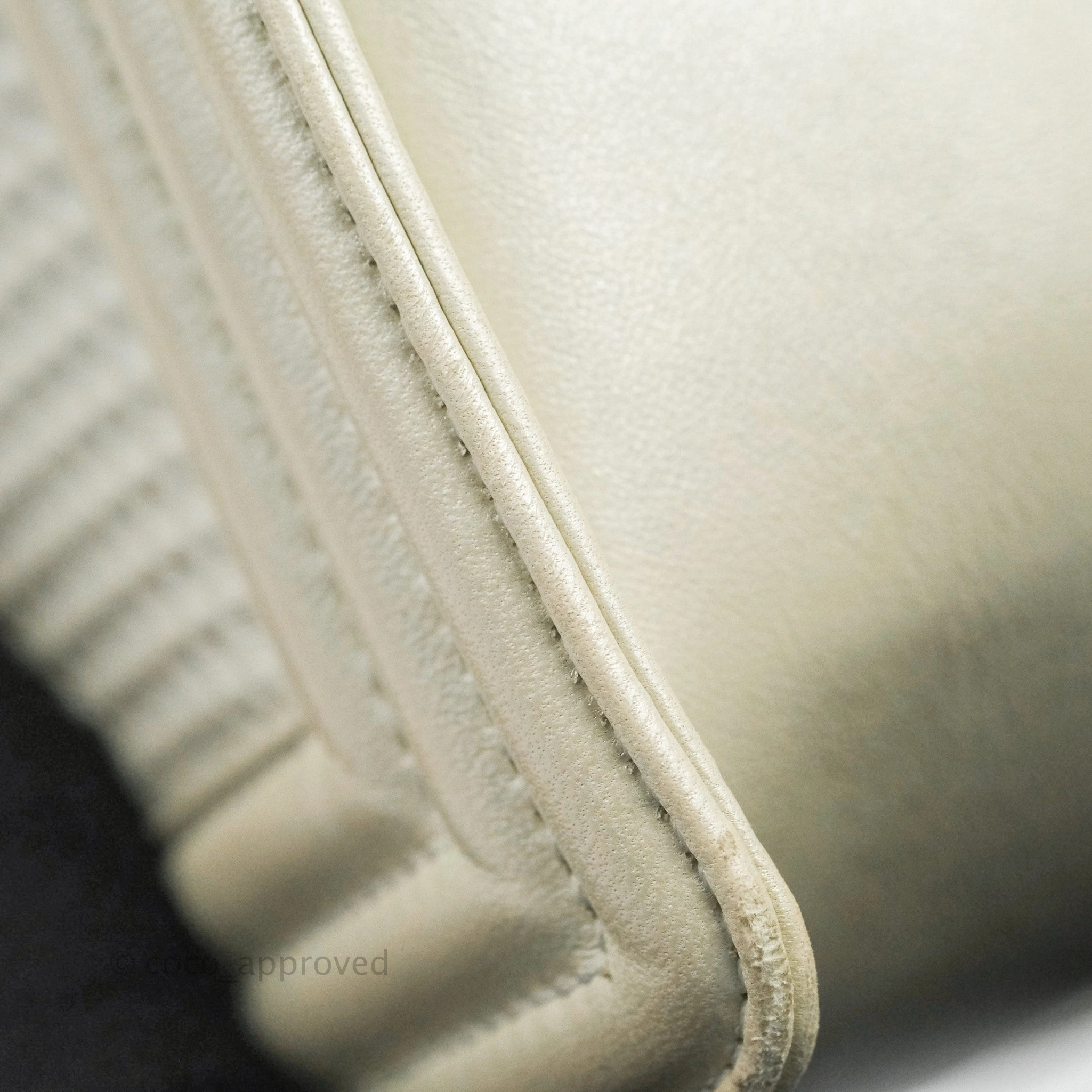 Chanel Cube Embossed Medium Boy Bag Iridescent Pearl White Lambskin Gold Hardware