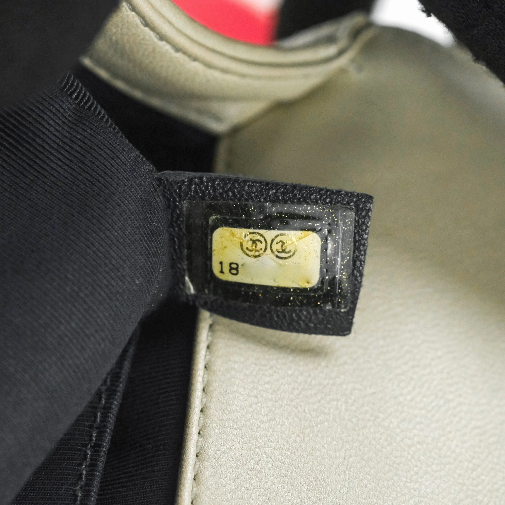 Chanel Cube Embossed Medium Boy Bag Iridescent Pearl White Lambskin Gold Hardware