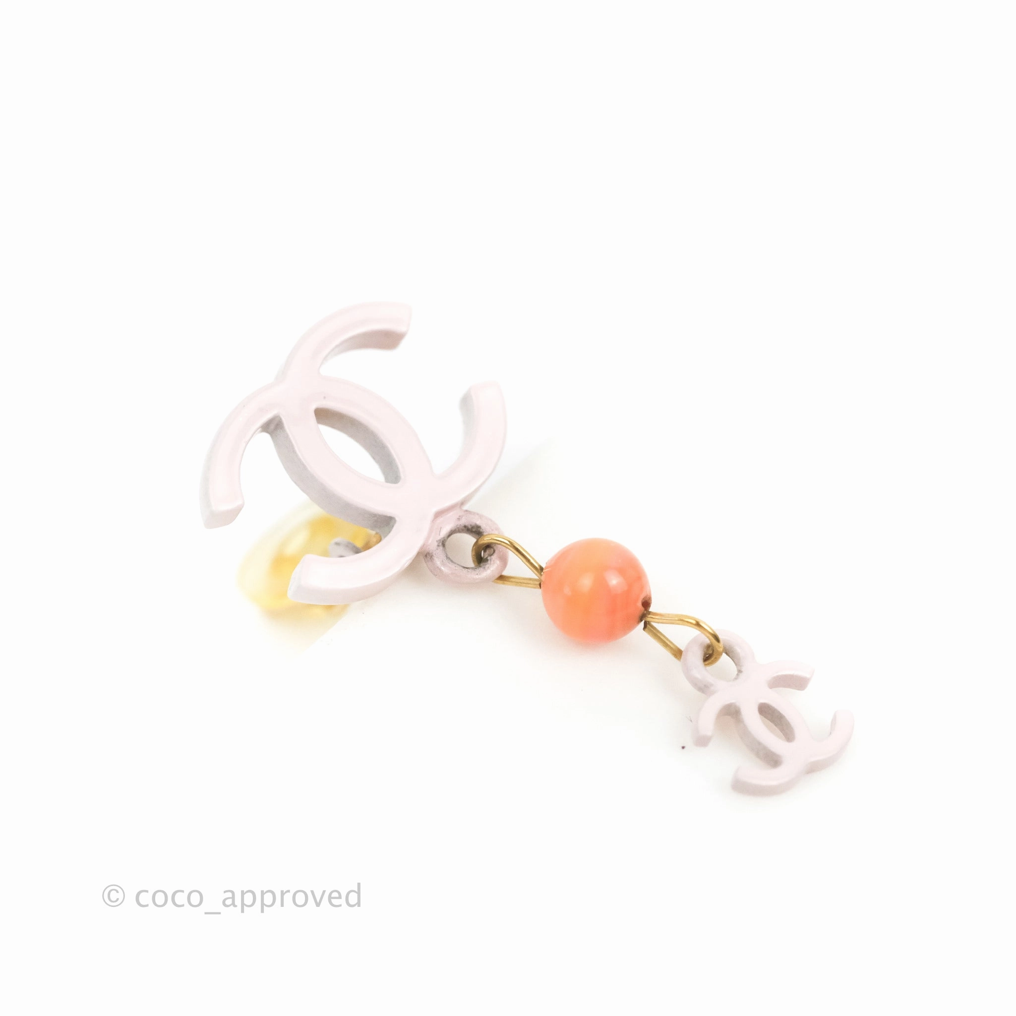 Chanel Double CC Logo & Stone Ear Clip Pink 03S