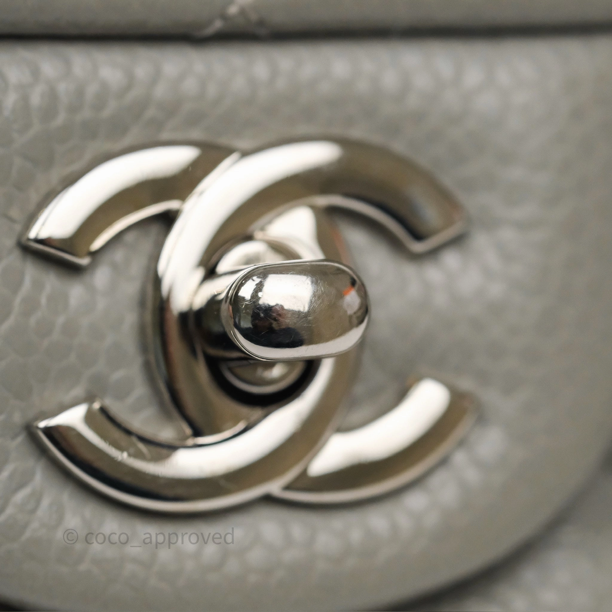 Chanel Extra Mini Rectangular Flap Quilted Light Grey Caviar Silver Hardware