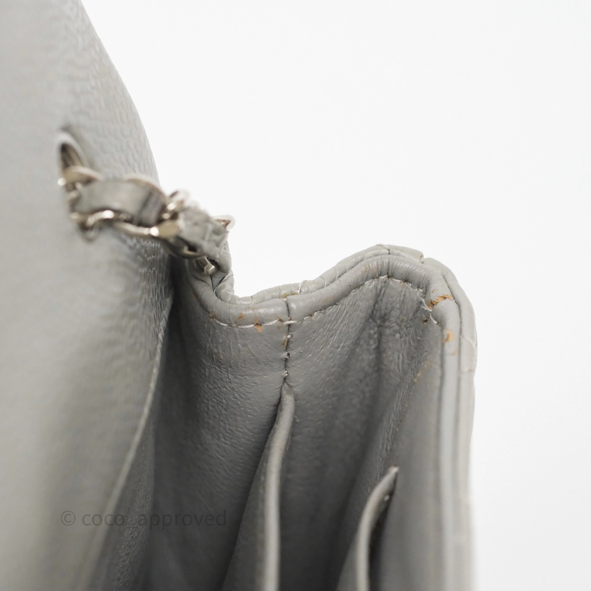 Chanel Extra Mini Rectangular Flap Quilted Light Grey Caviar Silver Hardware