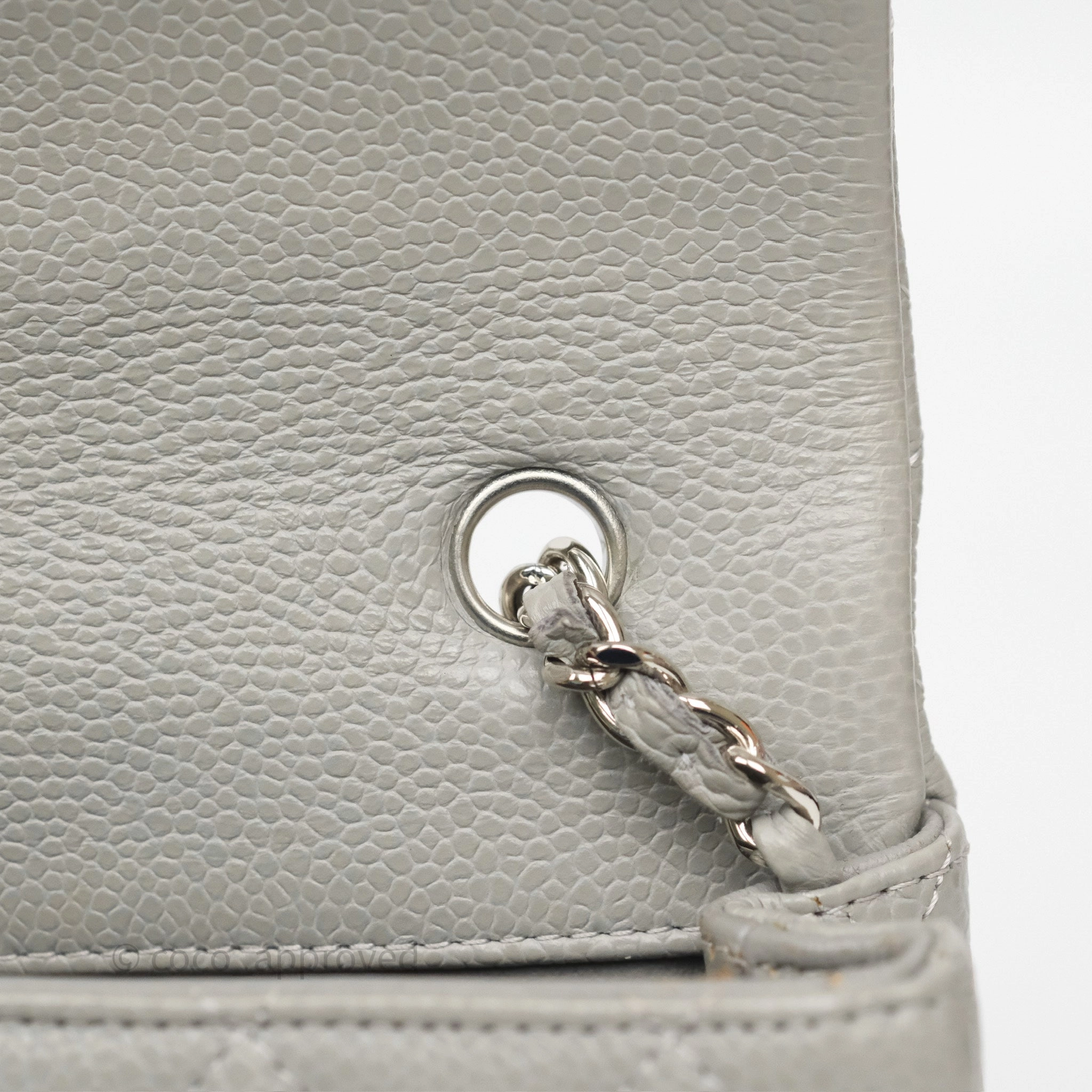 Chanel Extra Mini Rectangular Flap Quilted Light Grey Caviar Silver Hardware