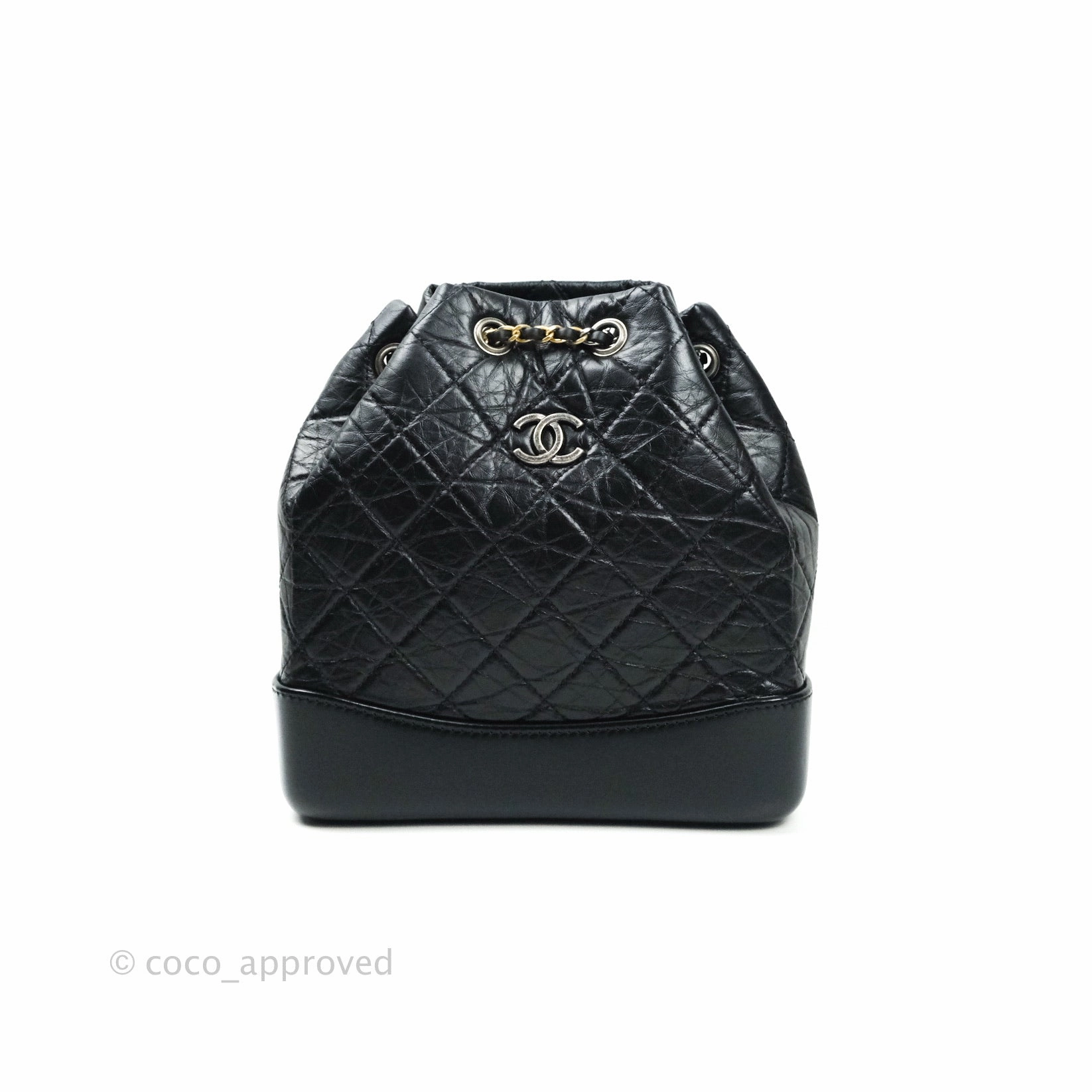 Chanel Gabrielle Backpack Black Aged Calfskin Small Black