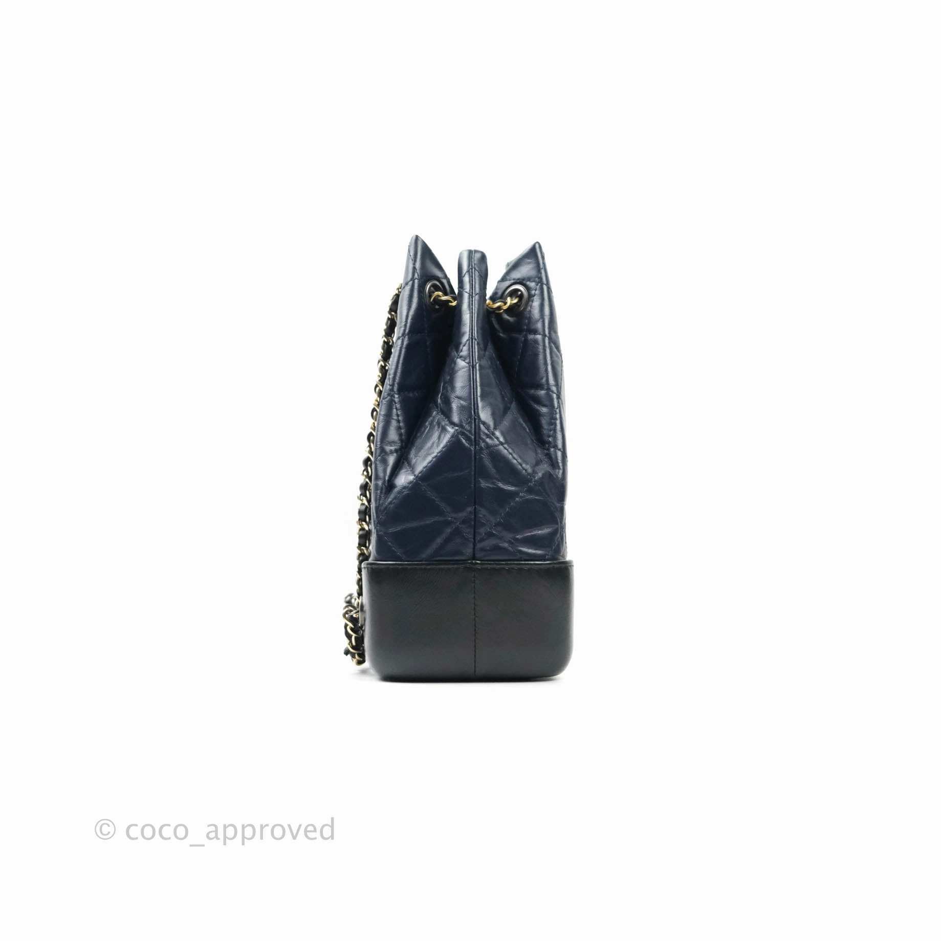 Chanel Gabrielle Backpack Black Aged Calfskin Small Navy Black