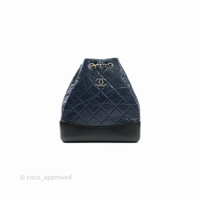 Chanel Gabrielle Backpack Black Aged Calfskin Small Navy Black