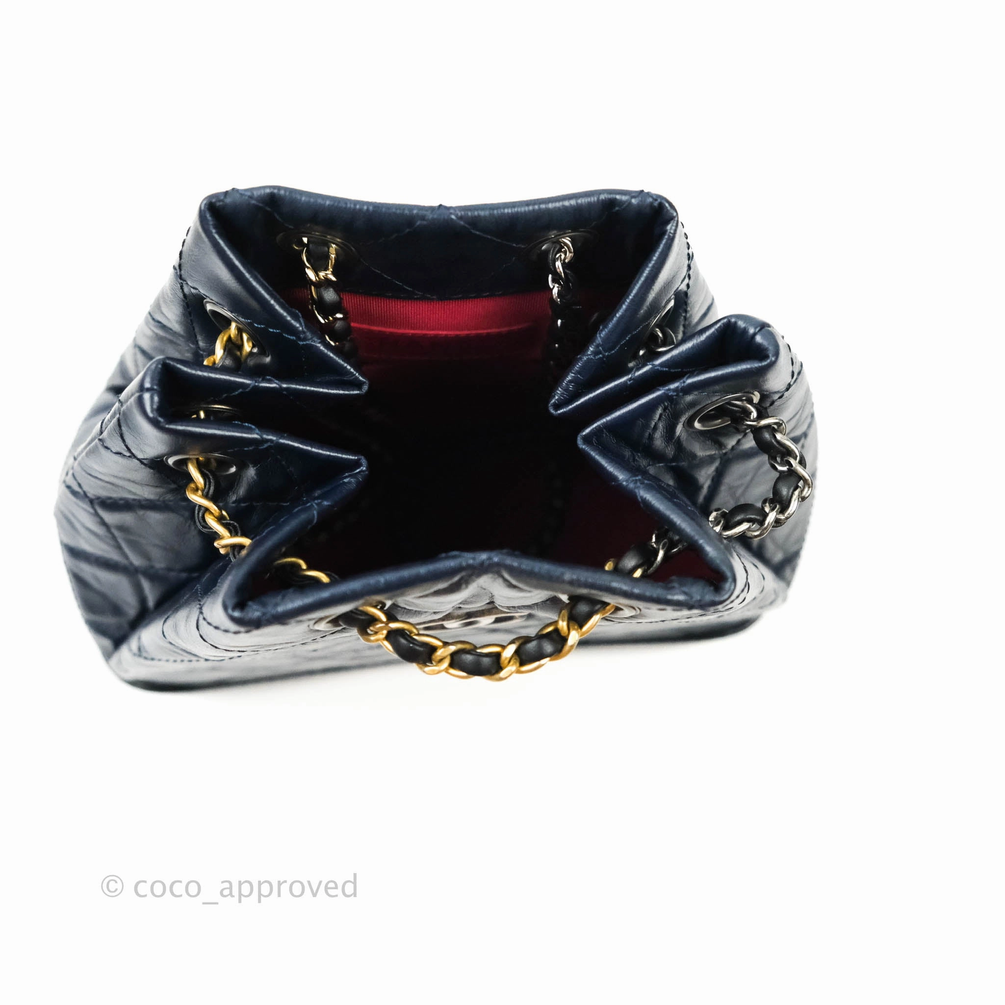 Chanel Gabrielle Backpack Black Aged Calfskin Small Navy Black