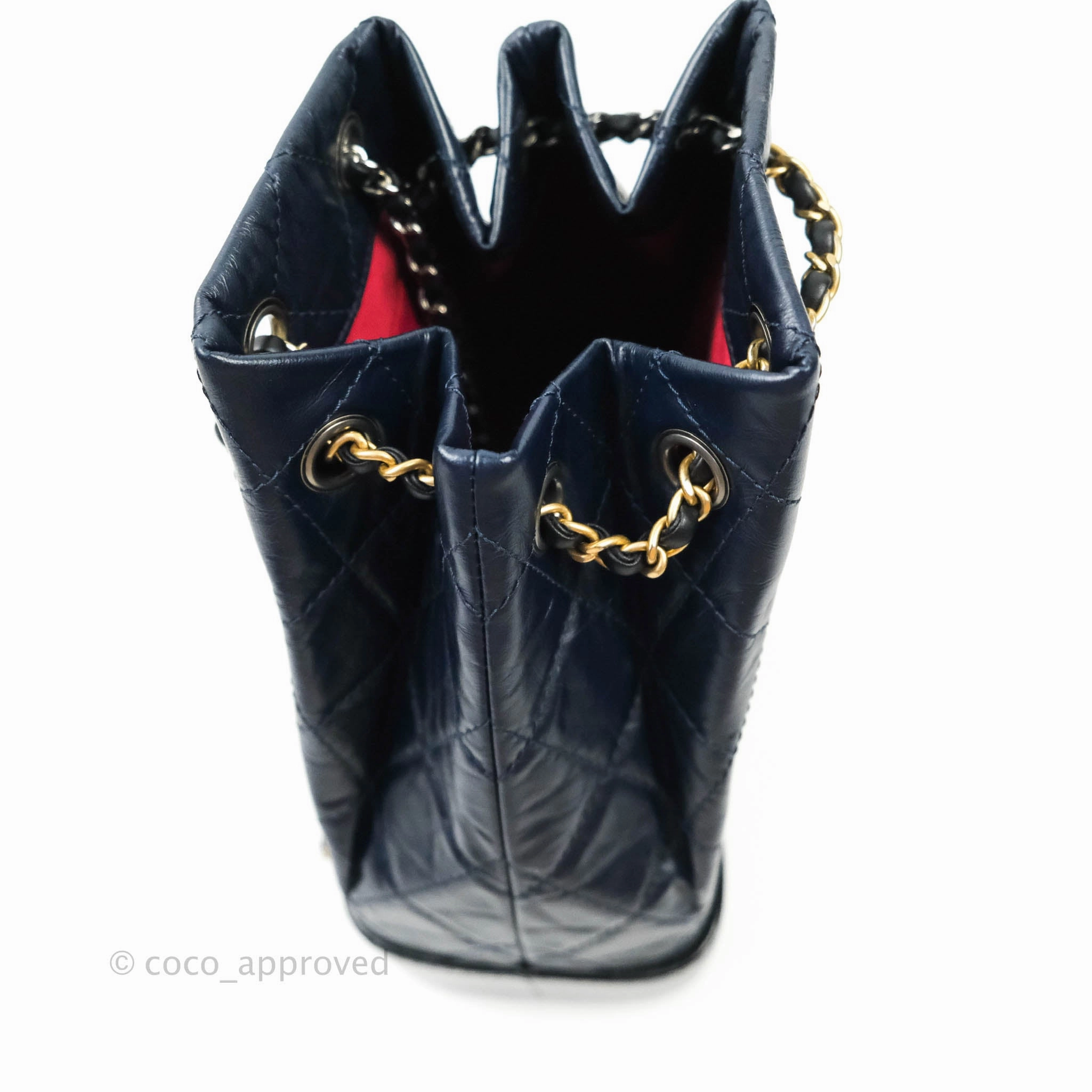 Chanel Gabrielle Backpack Black Aged Calfskin Small Navy Black