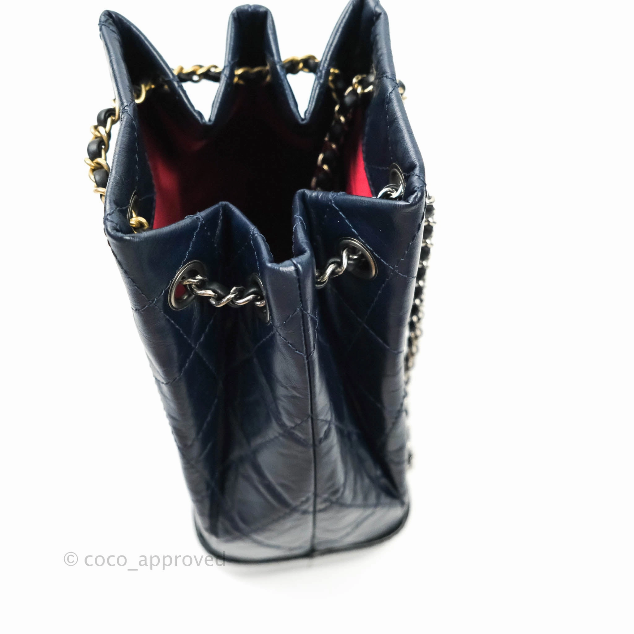 Chanel Gabrielle Backpack Black Aged Calfskin Small Navy Black