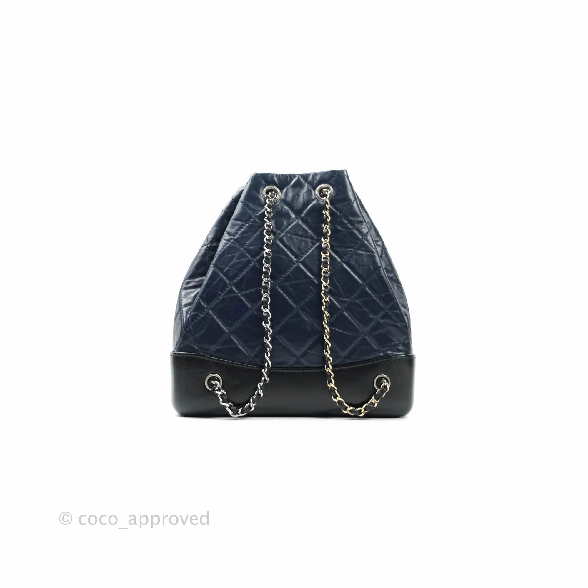 Chanel Gabrielle Backpack Black Aged Calfskin Small Navy Black