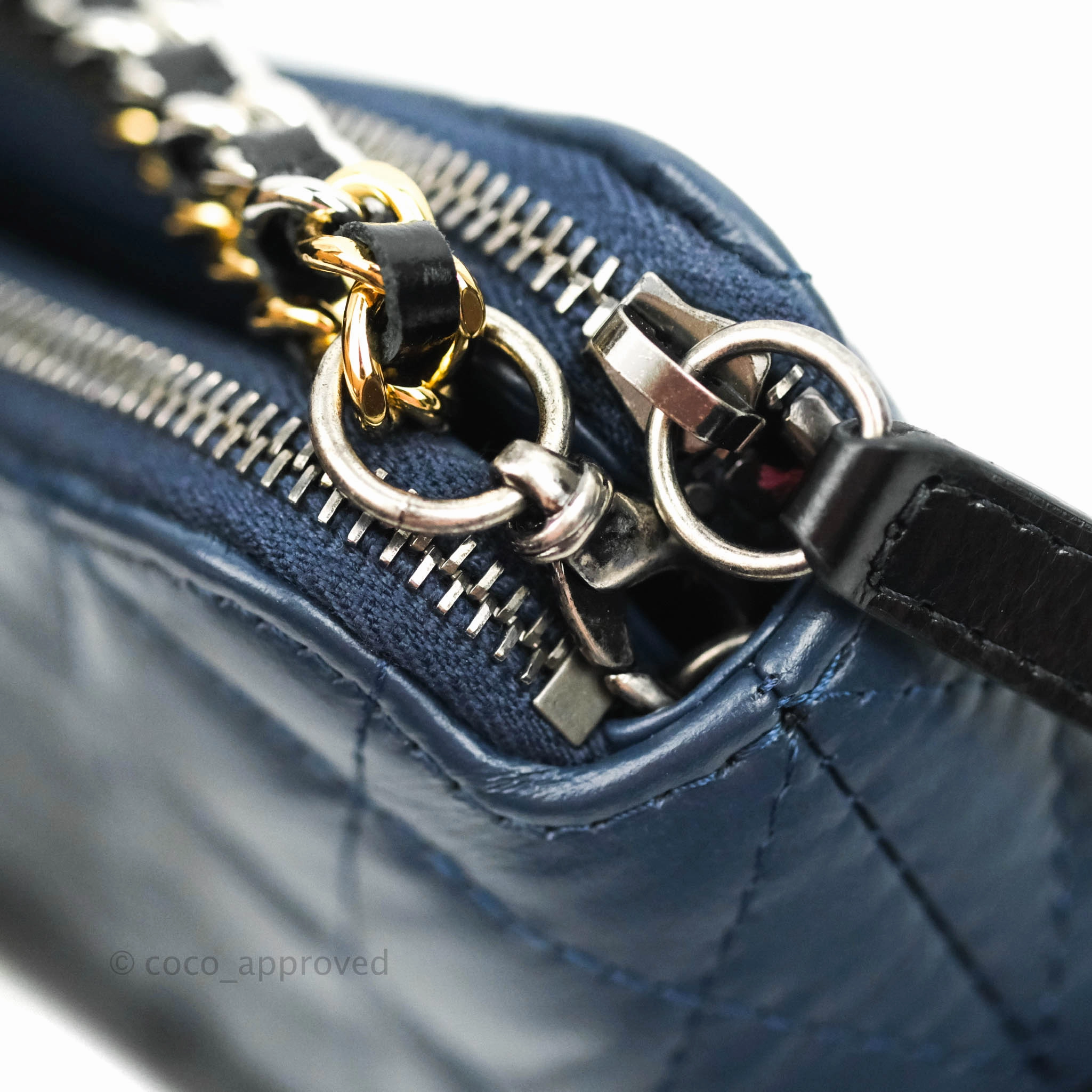 Chanel Gabrielle Clutch With Chain Aged Calfskin Navy Black Mixed Hardware