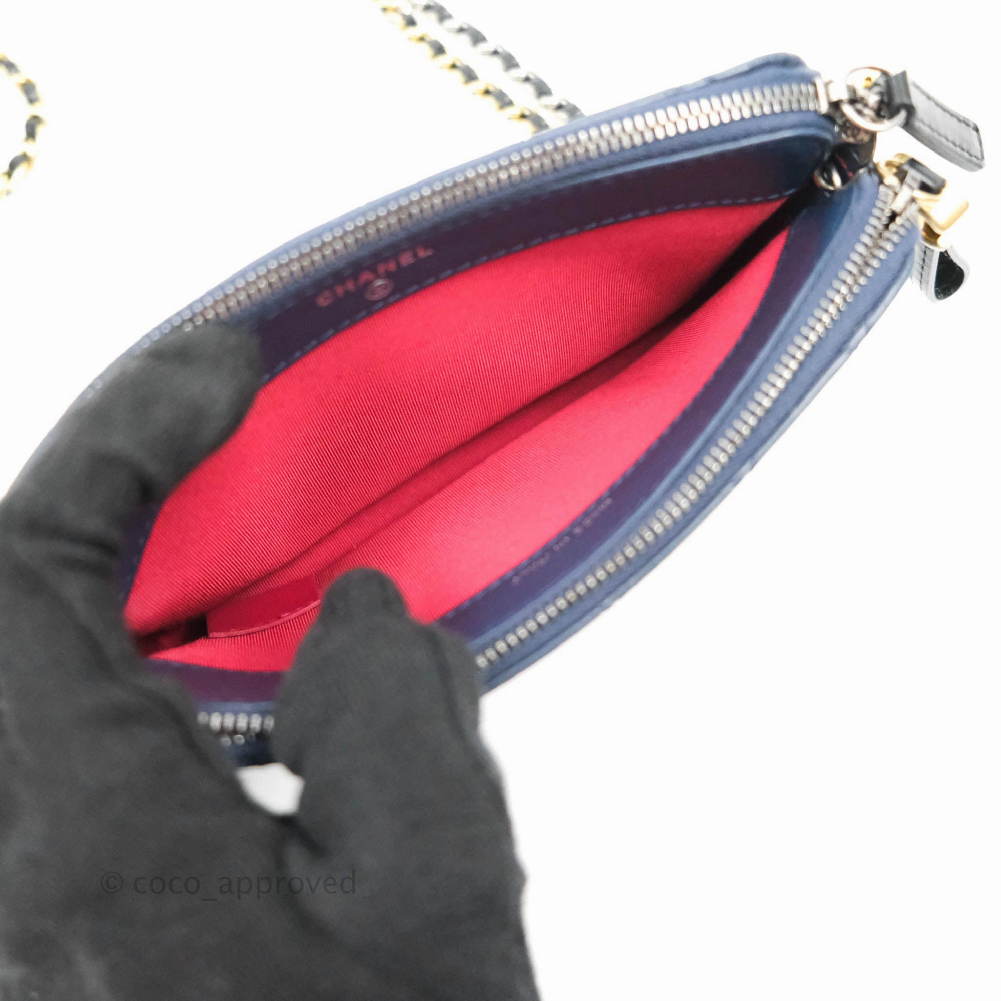 Chanel Gabrielle Clutch With Chain Aged Calfskin Navy Black Mixed Hardware