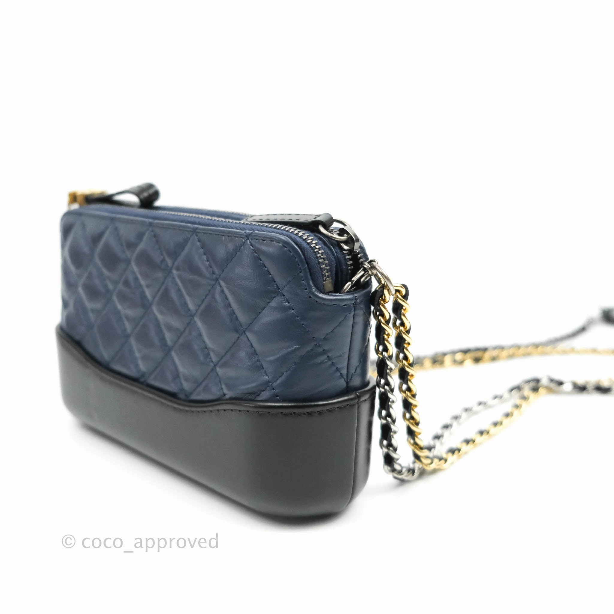 Chanel Gabrielle Clutch With Chain Aged Calfskin Navy Black Mixed Hardware