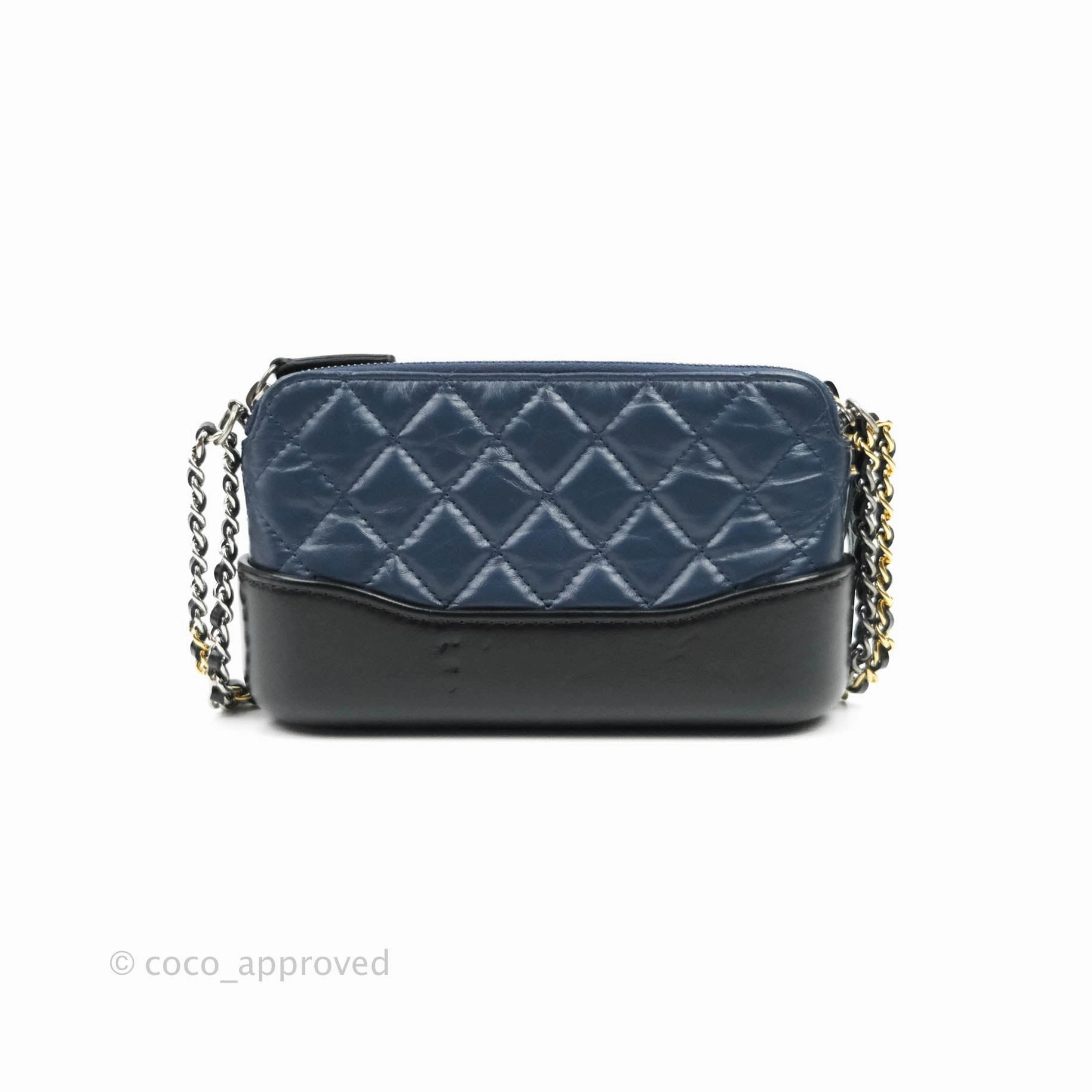 Chanel Gabrielle Clutch With Chain Aged Calfskin Navy Black Mixed Hardware