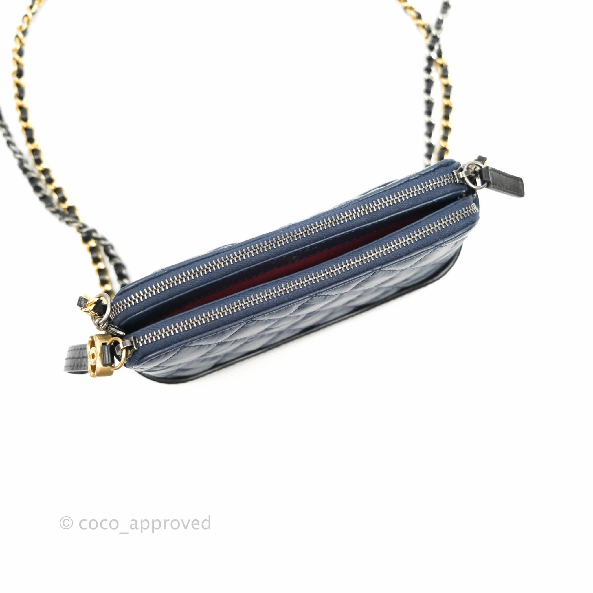 Chanel Gabrielle Clutch With Chain Aged Calfskin Navy Black Mixed Hardware
