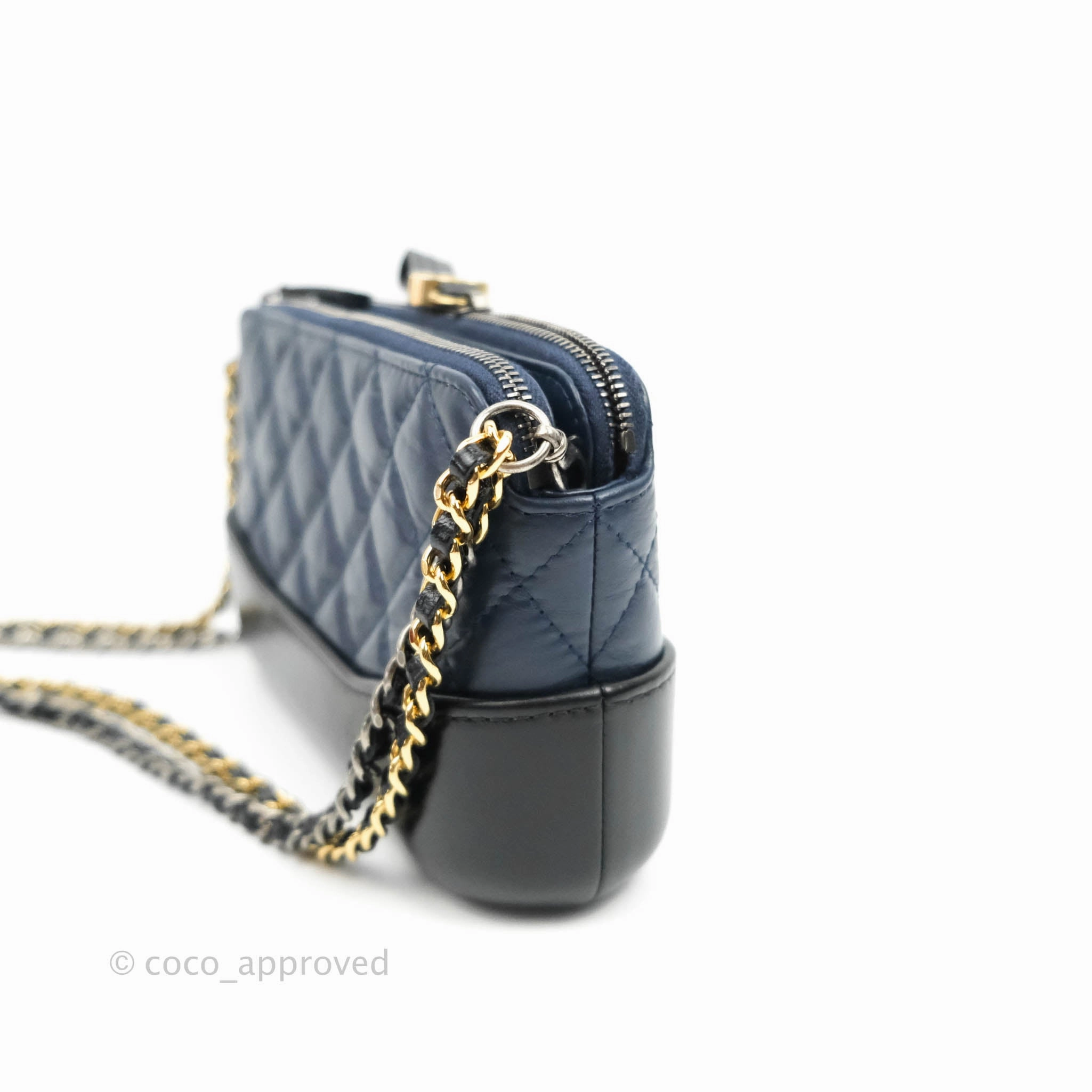 Chanel Gabrielle Clutch With Chain Aged Calfskin Navy Black Mixed Hardware