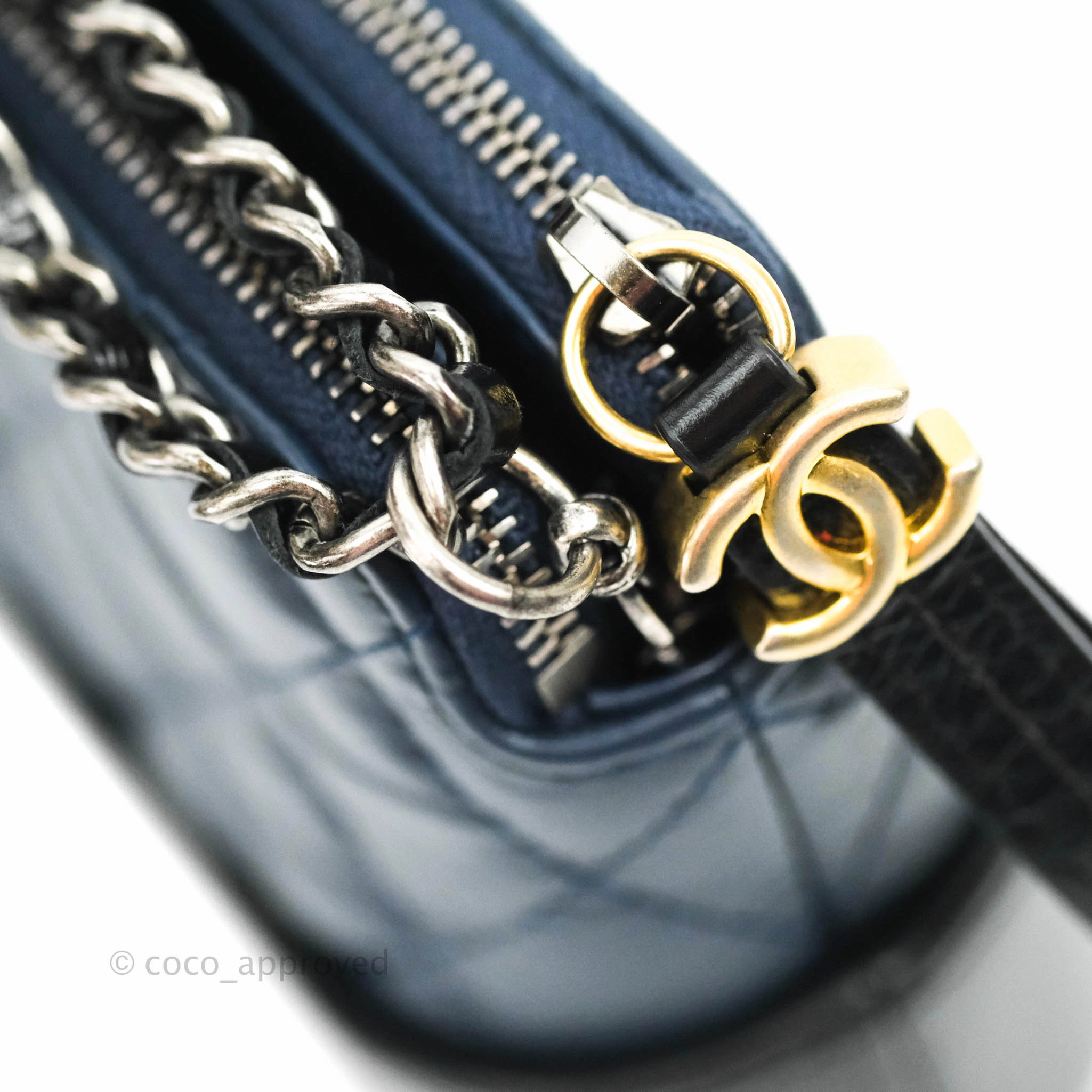 Chanel Gabrielle Clutch With Chain Aged Calfskin Navy Black Mixed Hardware