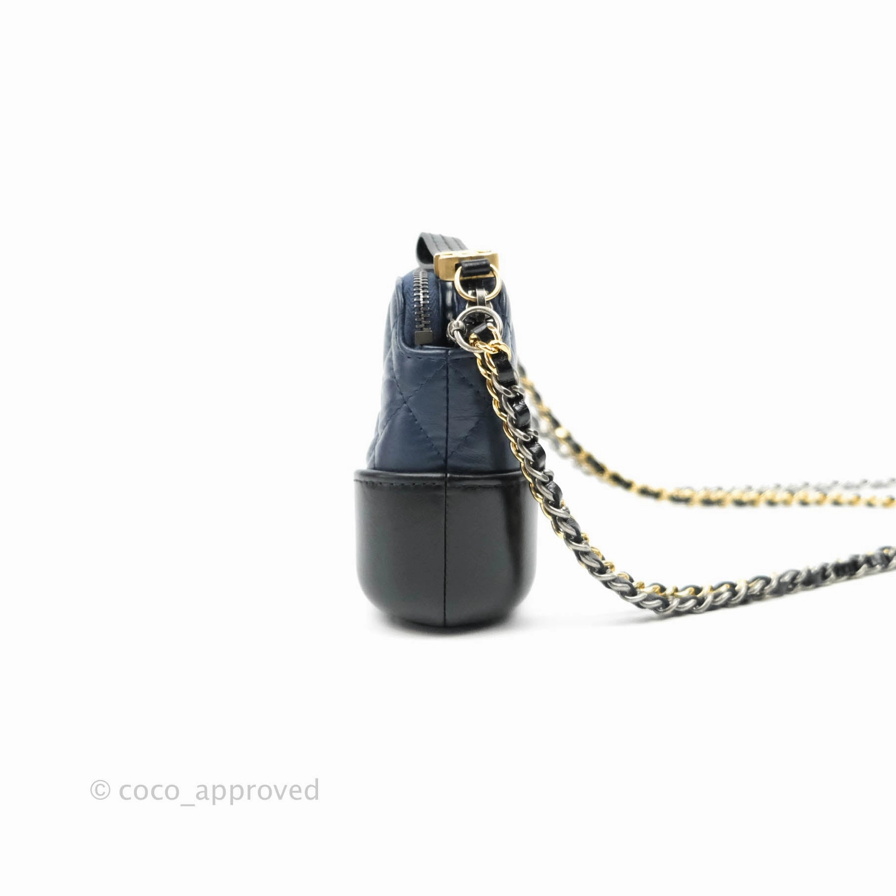 Chanel Gabrielle Clutch With Chain Aged Calfskin Navy Black Mixed Hardware