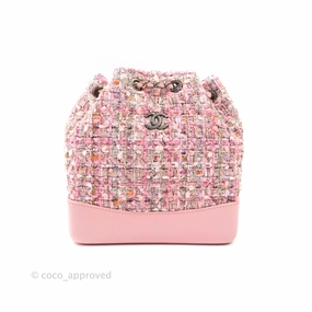 Chanel Gabrielle Small Backpack Pink Tweed Aged Calfskin