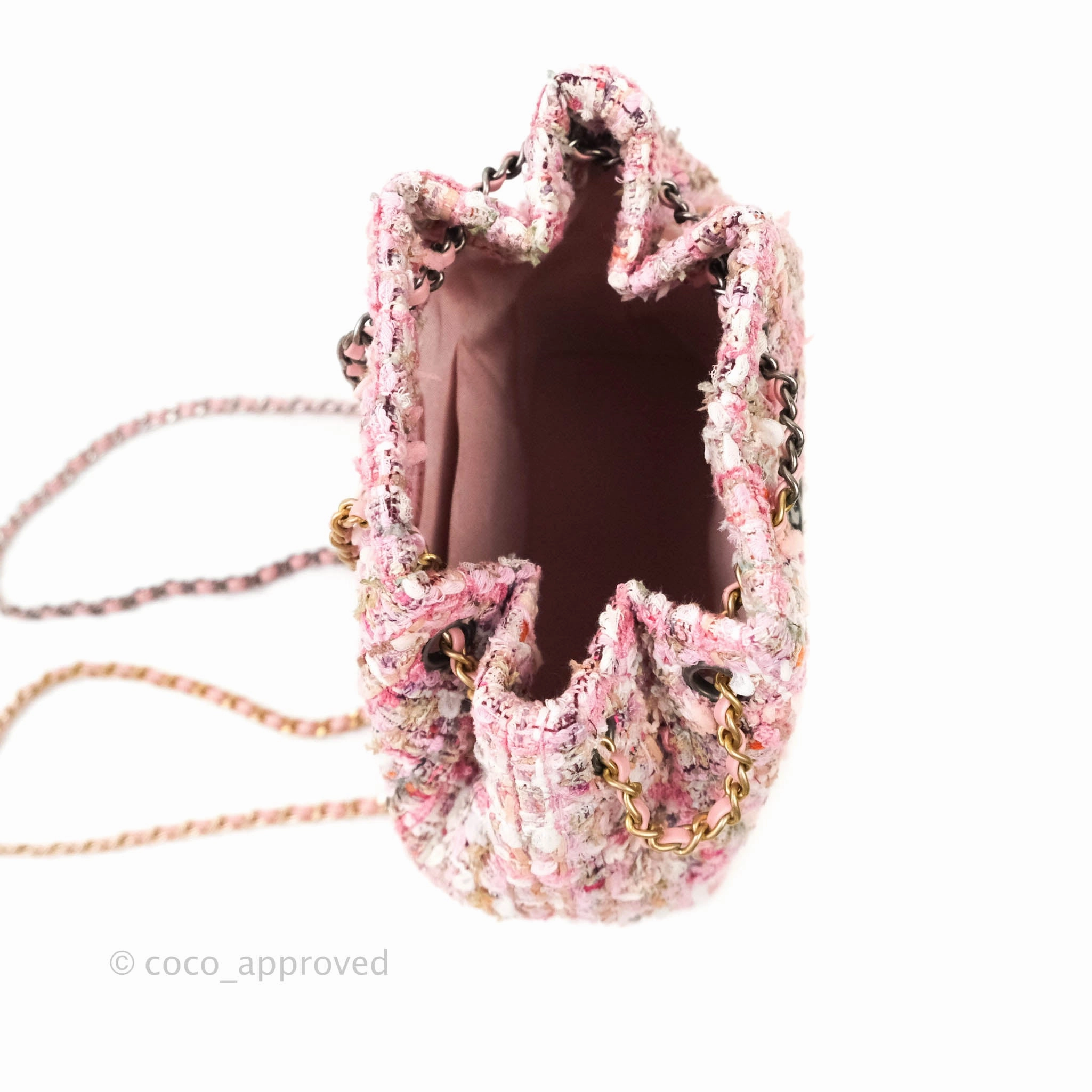 Chanel Gabrielle Small Backpack Pink Tweed Aged Calfskin