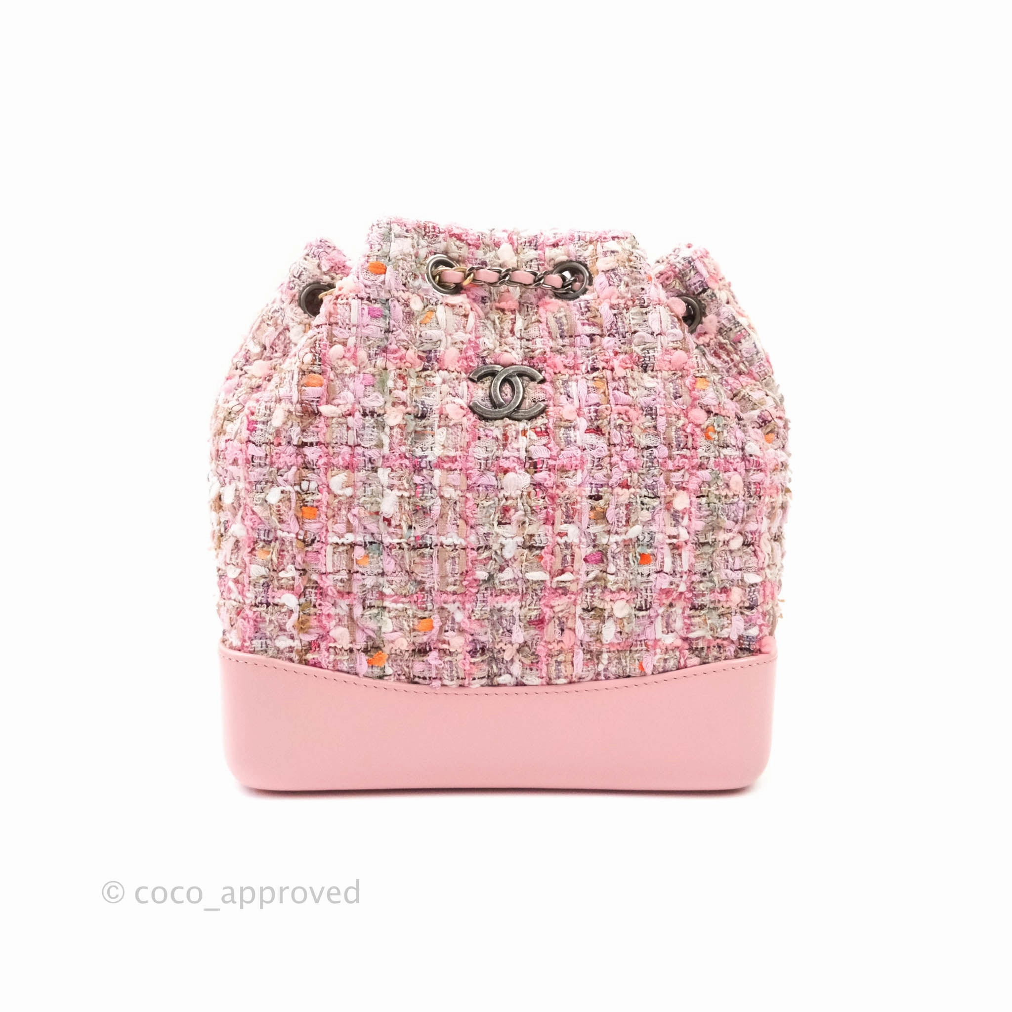 Chanel Gabrielle Small Backpack Pink Tweed Aged Calfskin