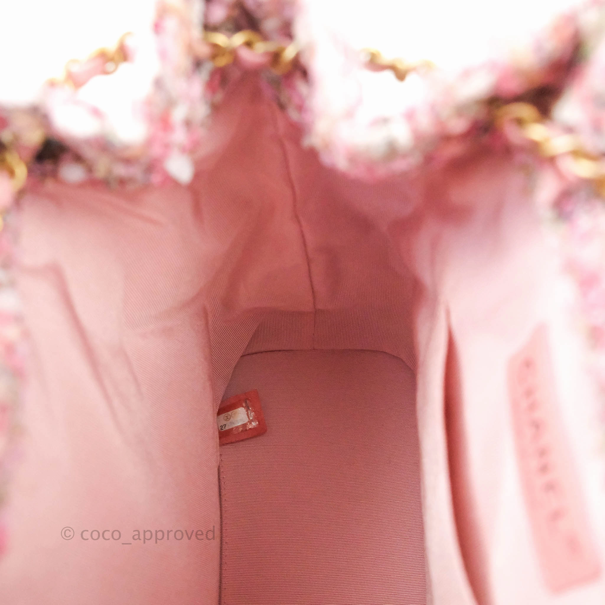 Chanel Gabrielle Small Backpack Pink Tweed Aged Calfskin