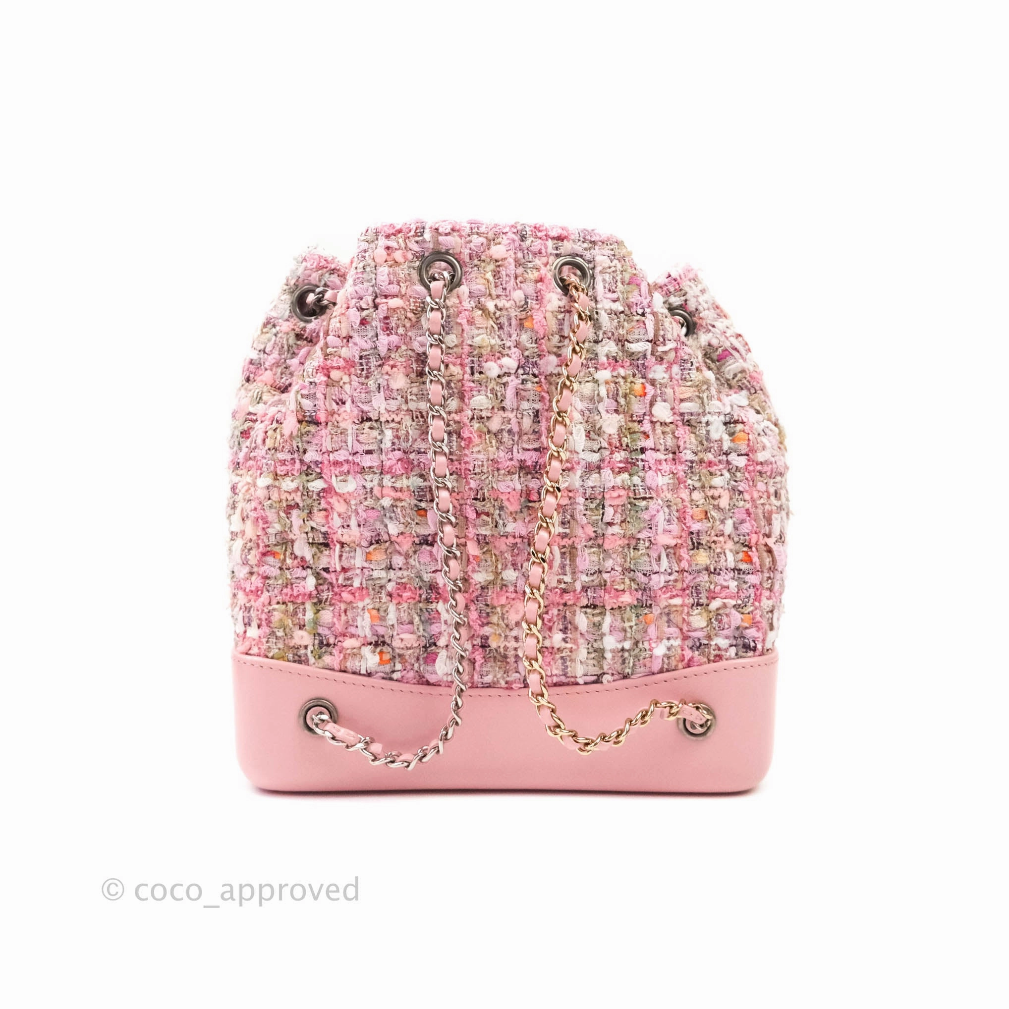 Chanel Gabrielle Small Backpack Pink Tweed Aged Calfskin