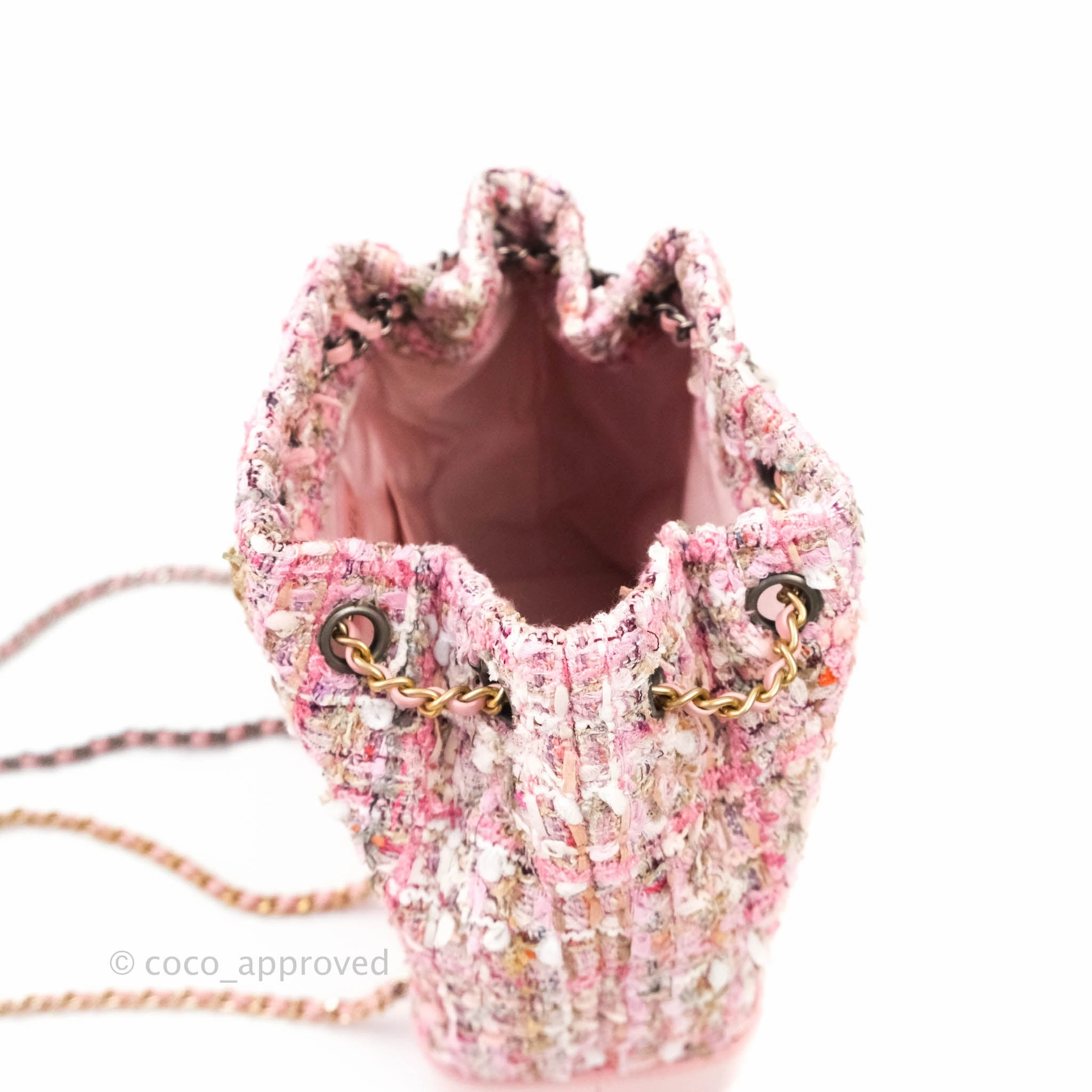 Chanel Gabrielle Small Backpack Pink Tweed Aged Calfskin