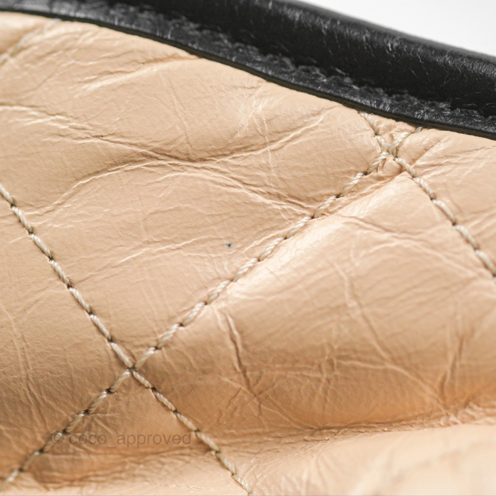 Chanel Large Gabrielle Hobo Beige Black Aged Calfskin Mixed Hardware