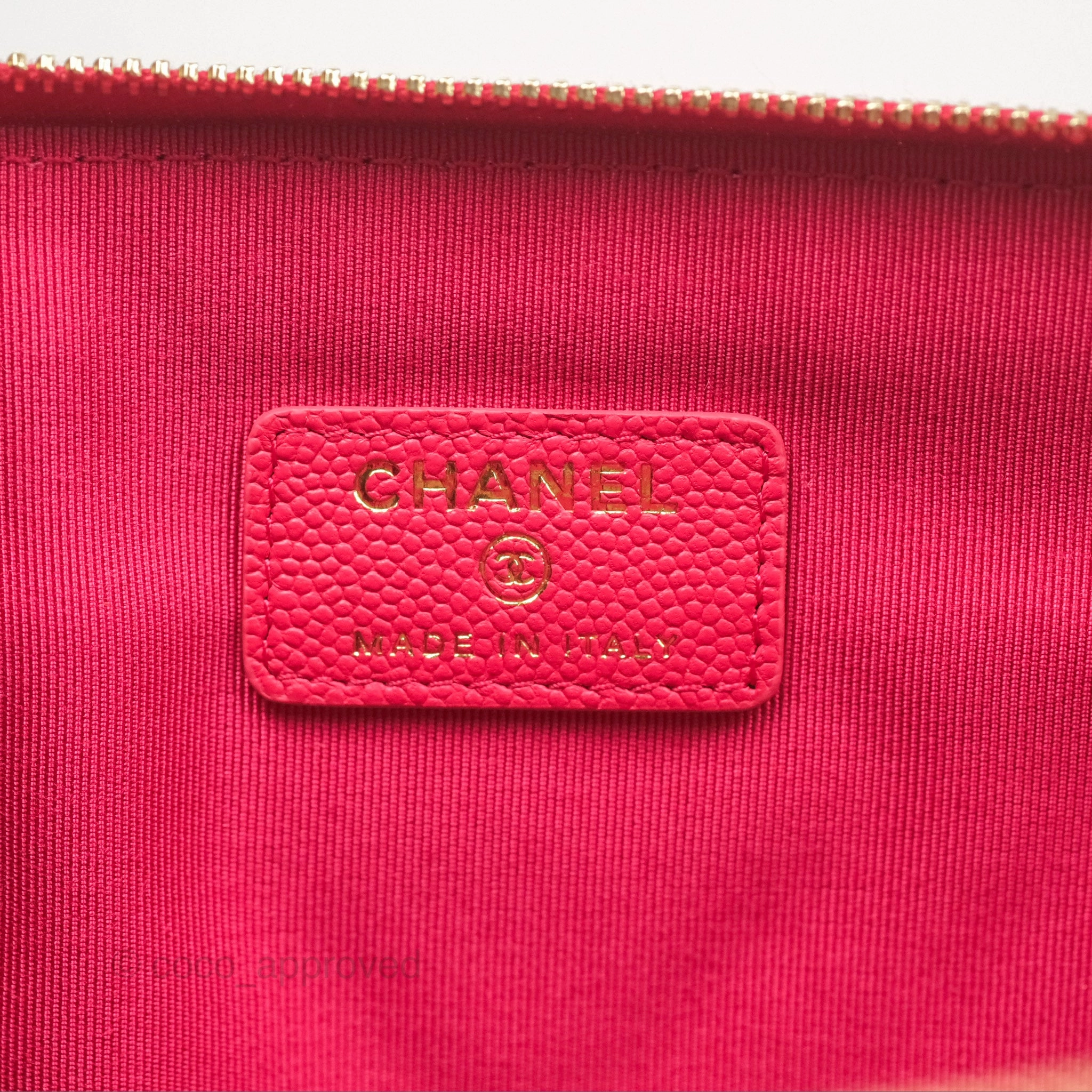 Chanel Large O Case Quilted Chevron Dark Pink Caviar Aged Gold Hardware