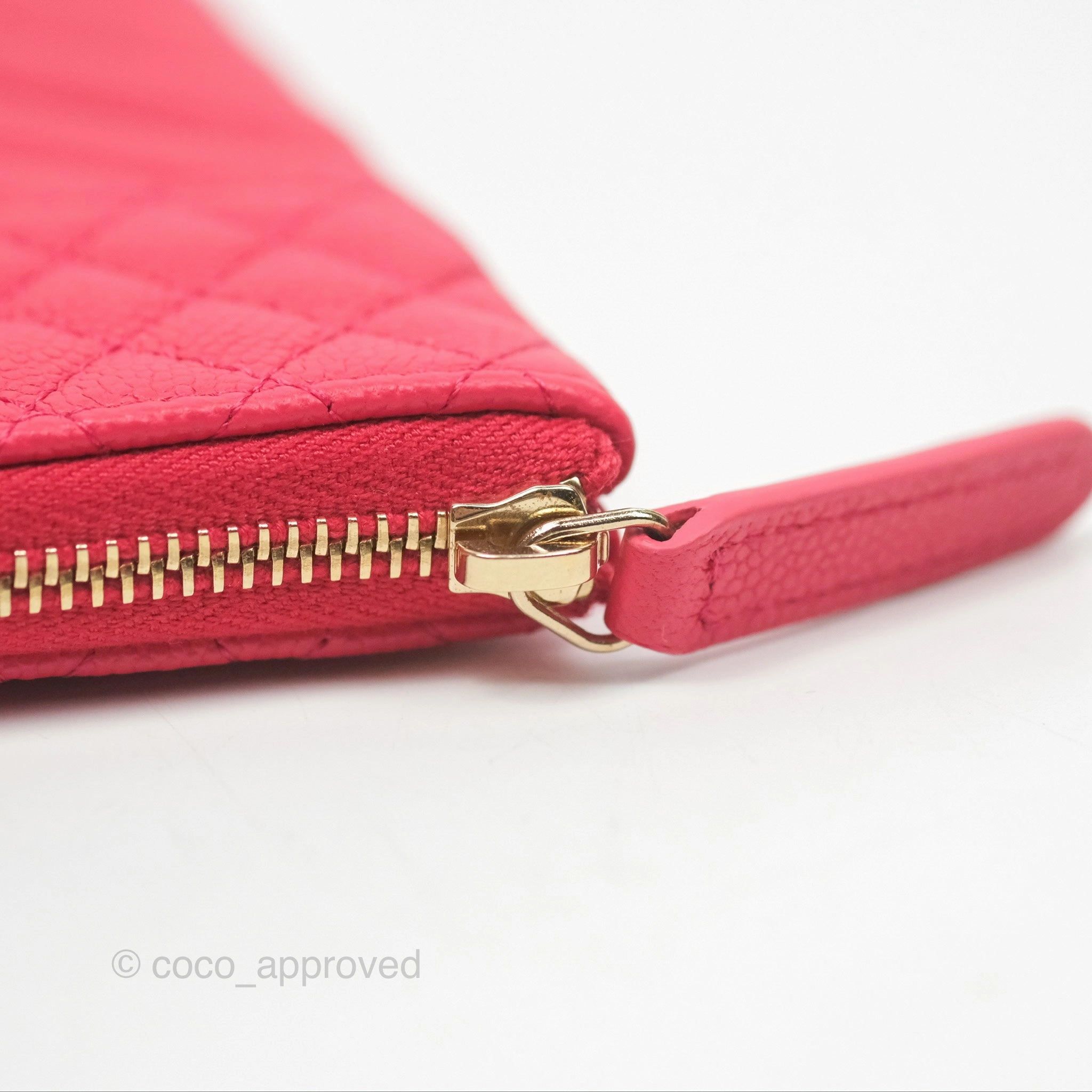 Chanel Large O Case Quilted Chevron Dark Pink Caviar Aged Gold Hardware