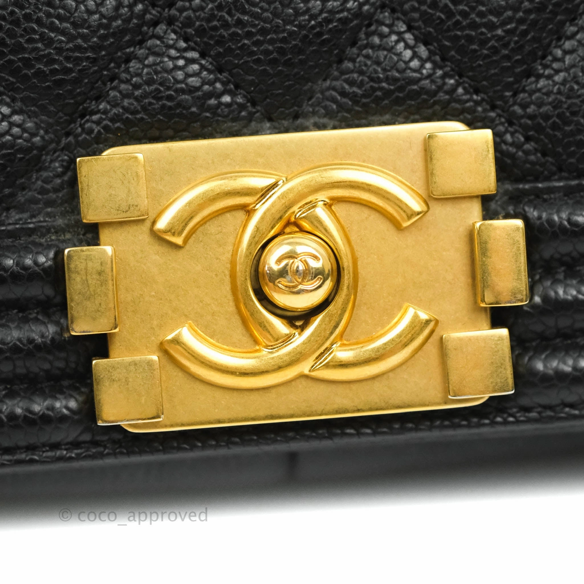 Chanel Medium Boy Quilted Black Caviar Aged Gold Hardware
