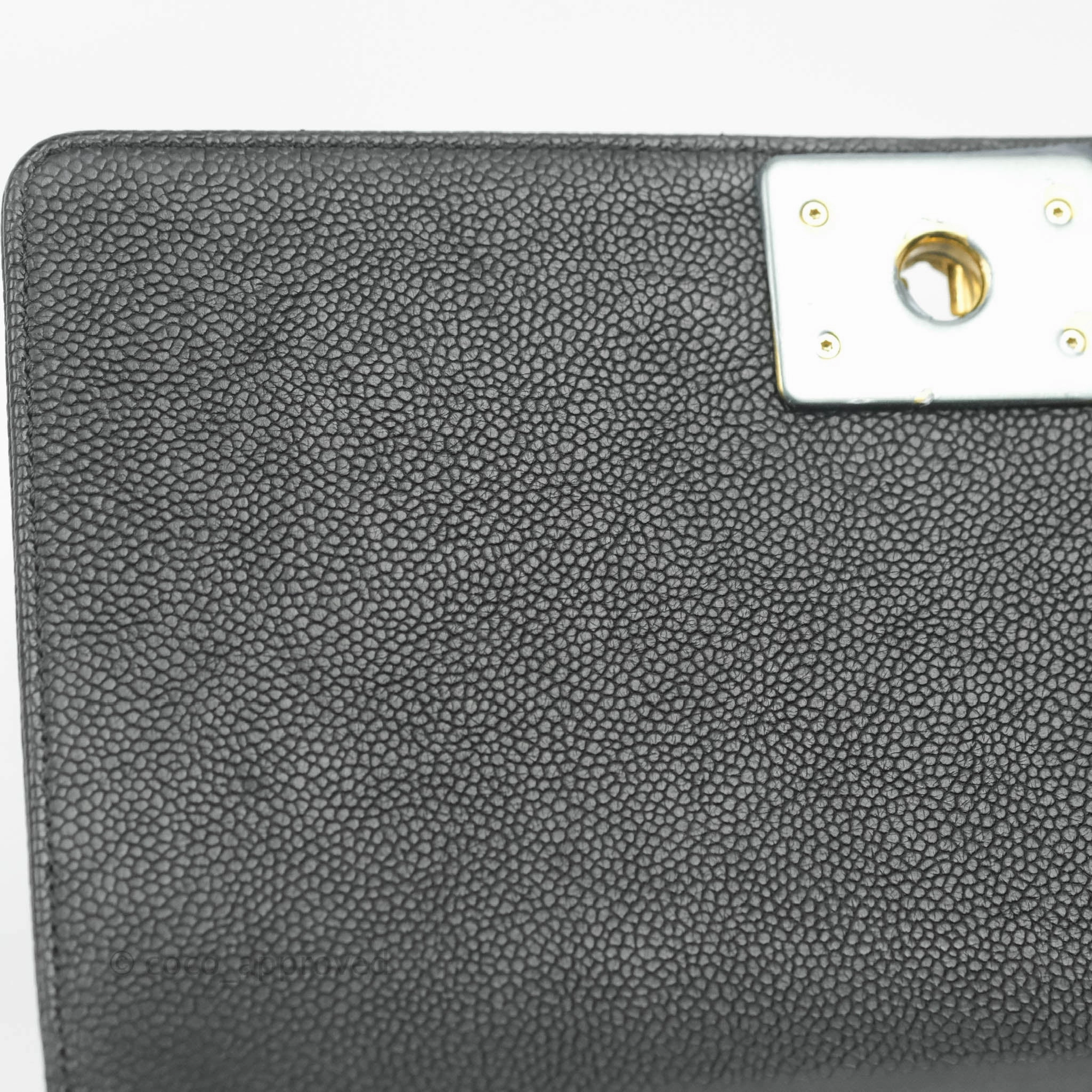 Chanel Medium Boy Quilted Black Caviar Aged Gold Hardware