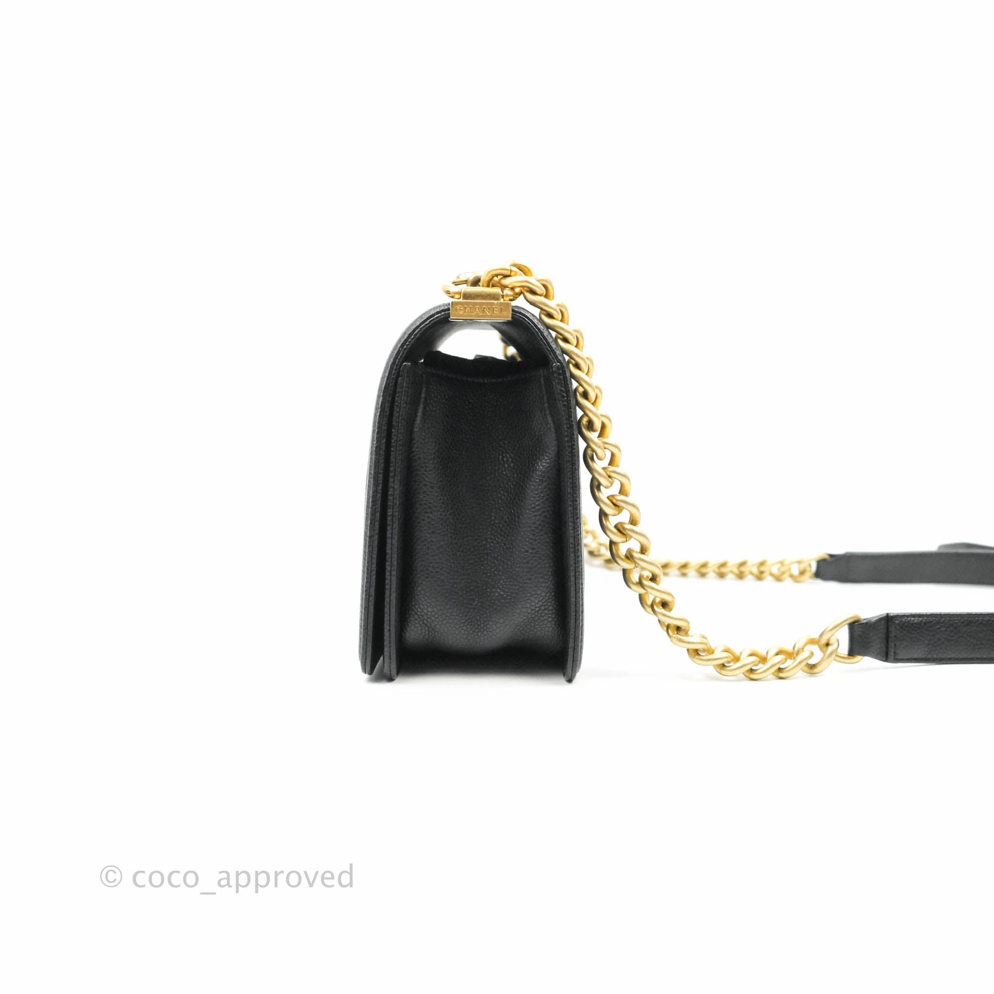 Chanel Medium Boy Quilted Black Caviar Aged Gold Hardware