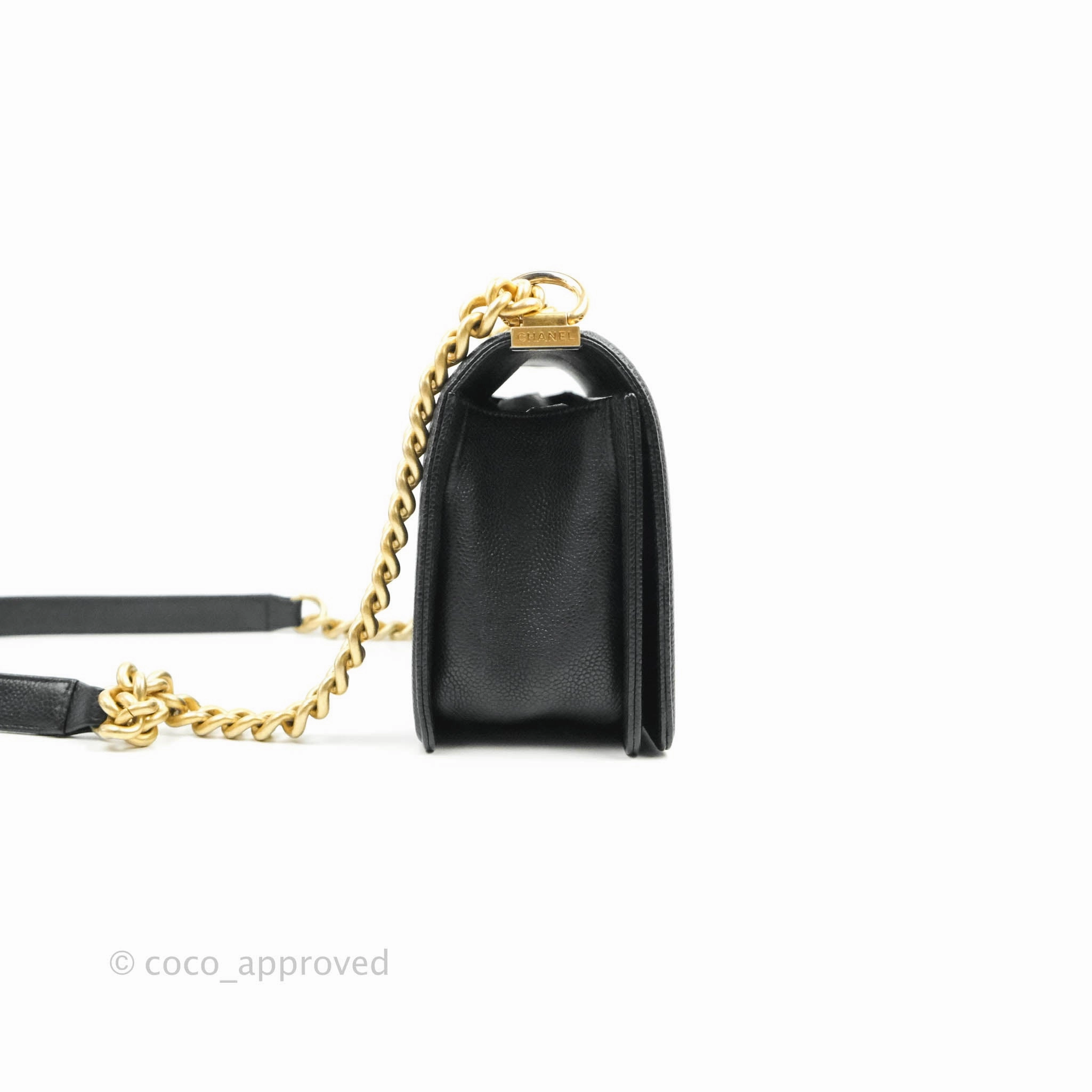 Chanel Medium Boy Quilted Black Caviar Aged Gold Hardware