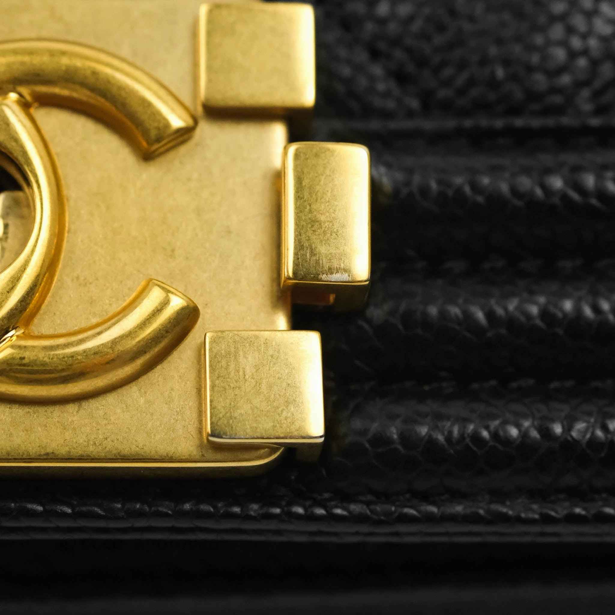 Chanel Medium Boy Quilted Black Caviar Aged Gold Hardware