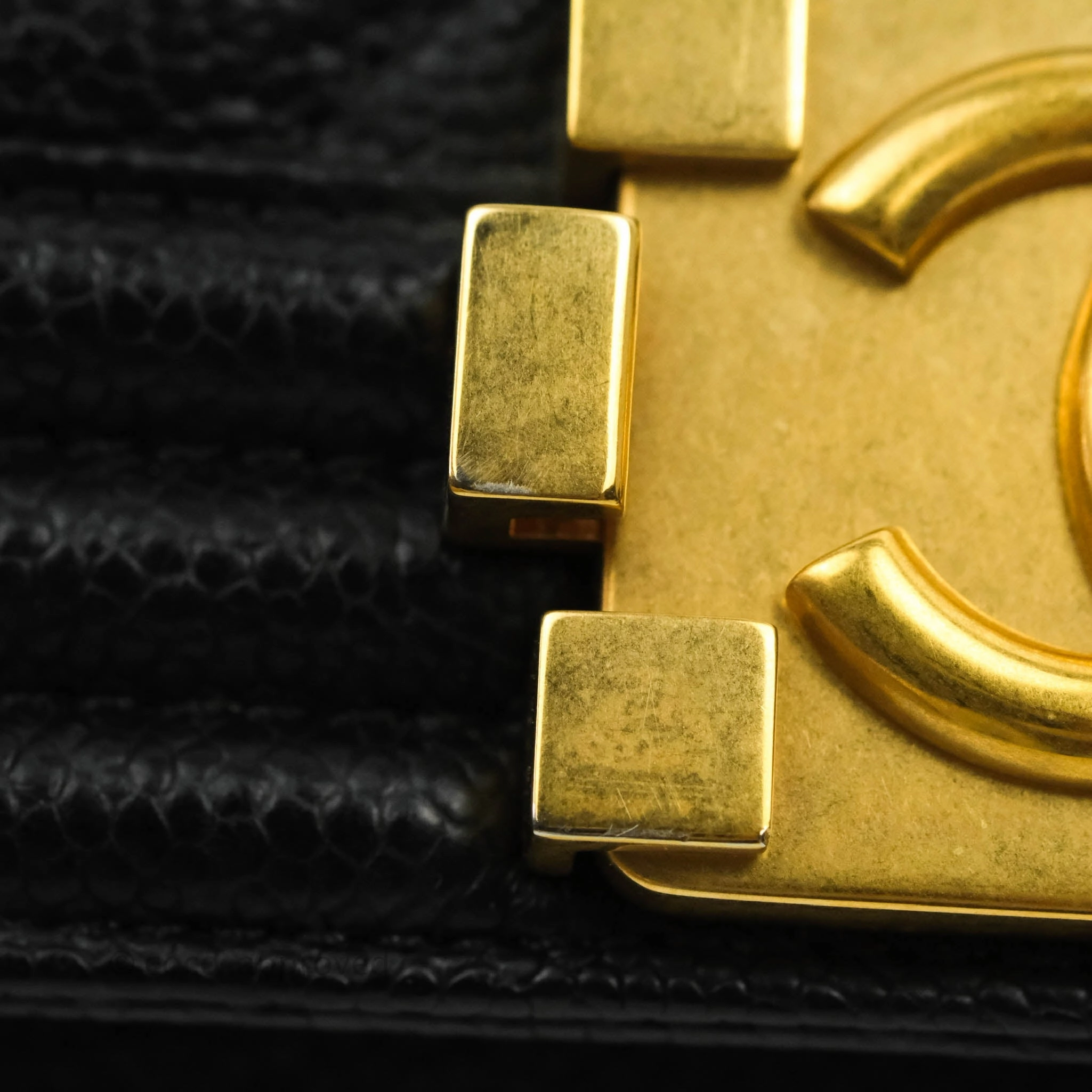 Chanel Medium Boy Quilted Black Caviar Aged Gold Hardware